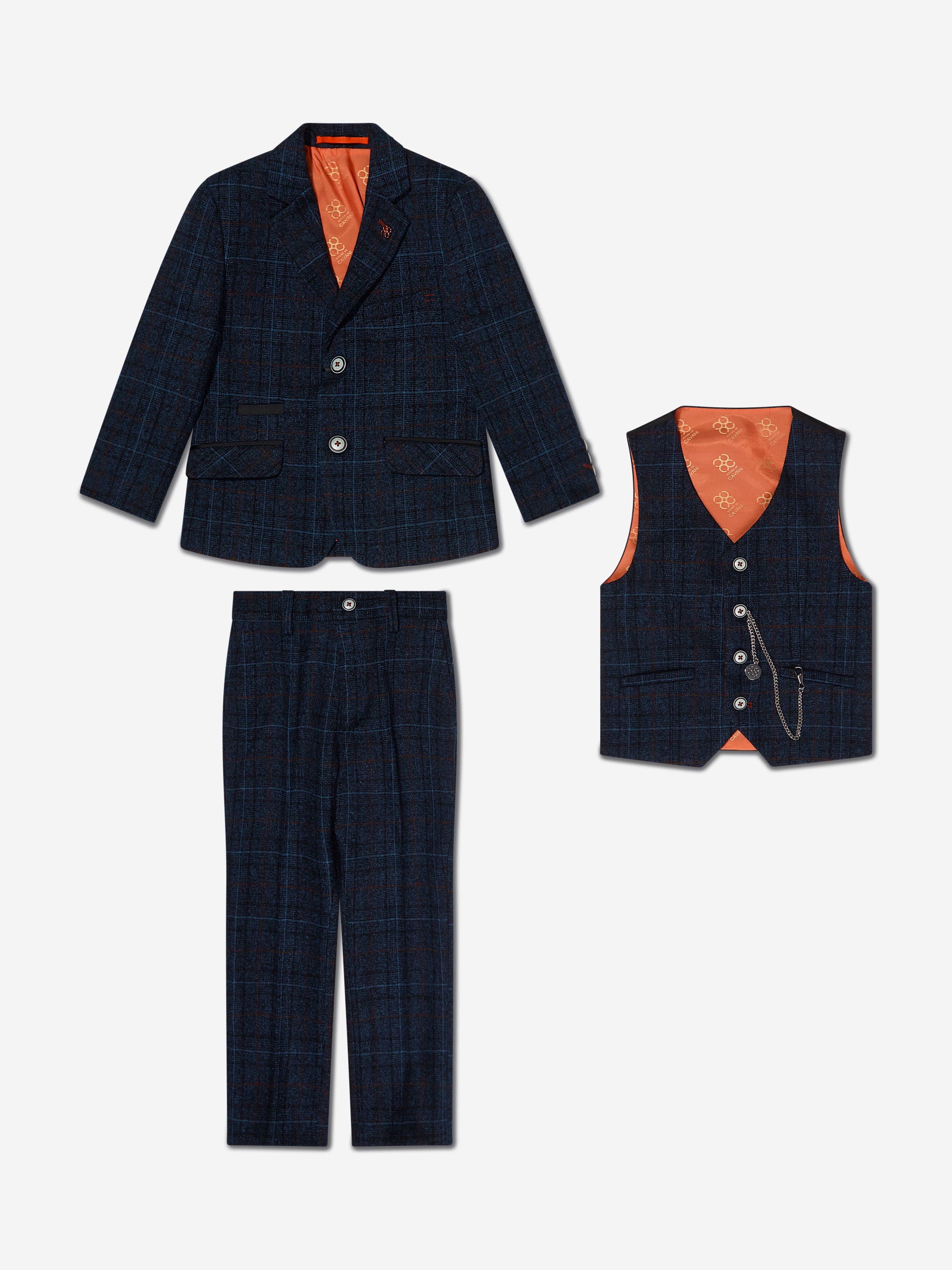 House Of Cavani Boys Cody Tweed Suit in Blue