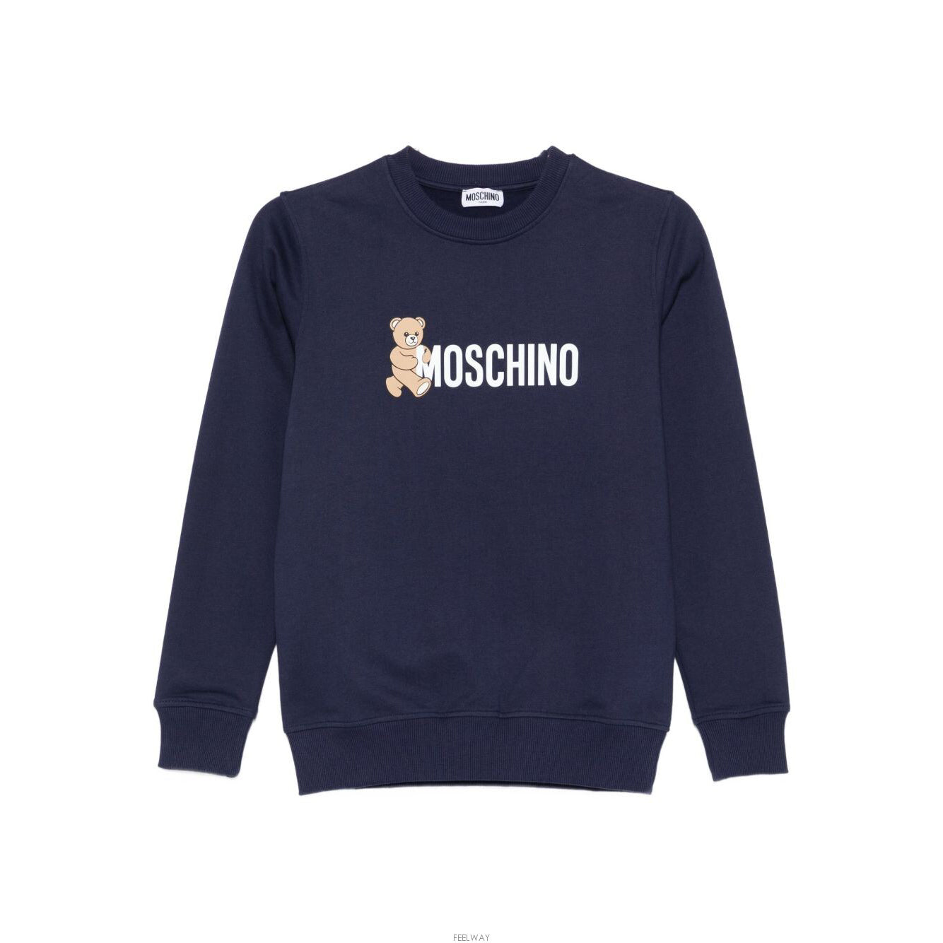 Boys & Girls Navy Bear Printed Cotton Sweatshirt