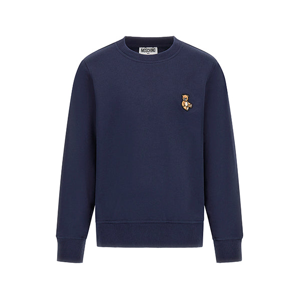 Boys & Girls Navy Embroidered Bear Patch Cotton Sweatshirt