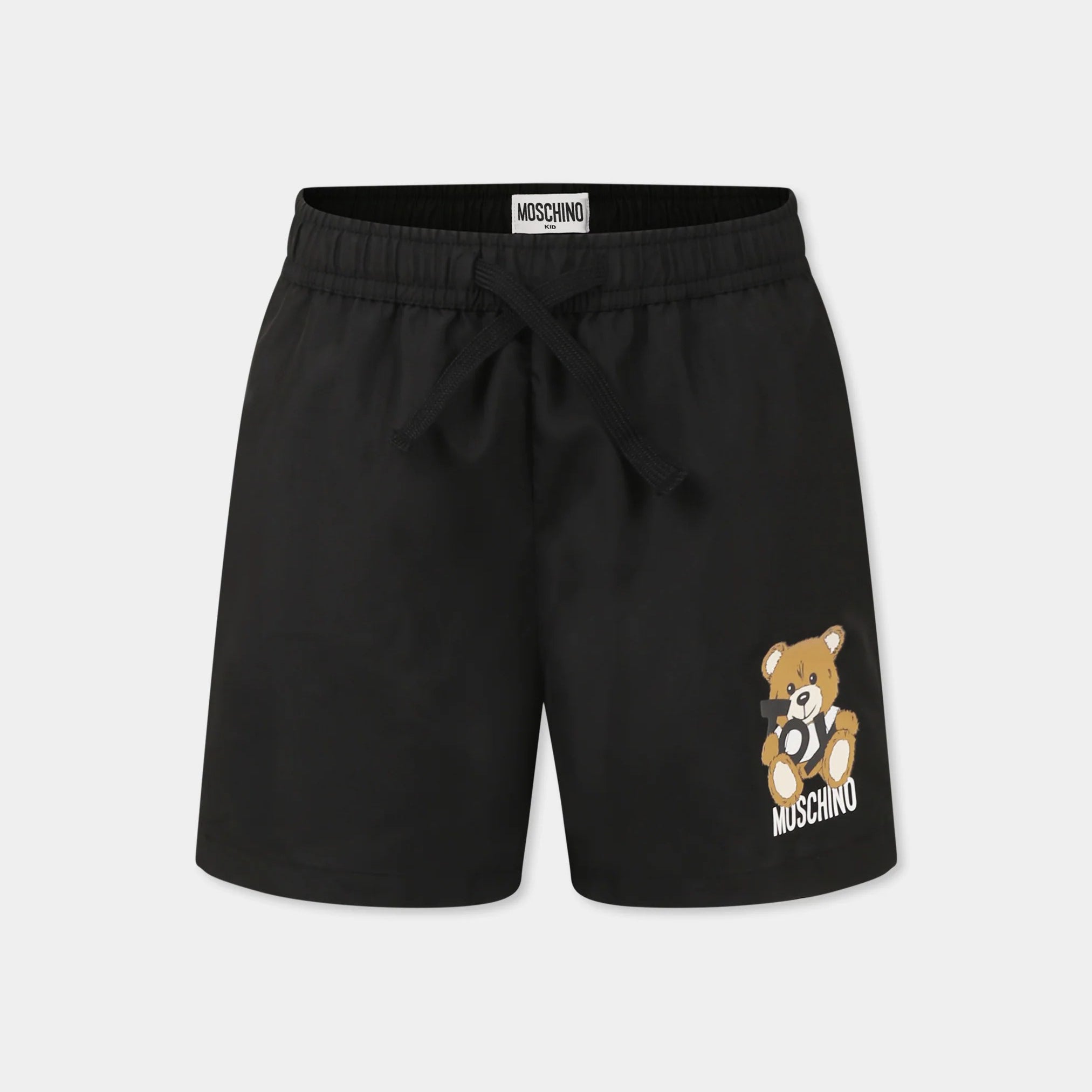 Boys Black Printed Swim Shorts
