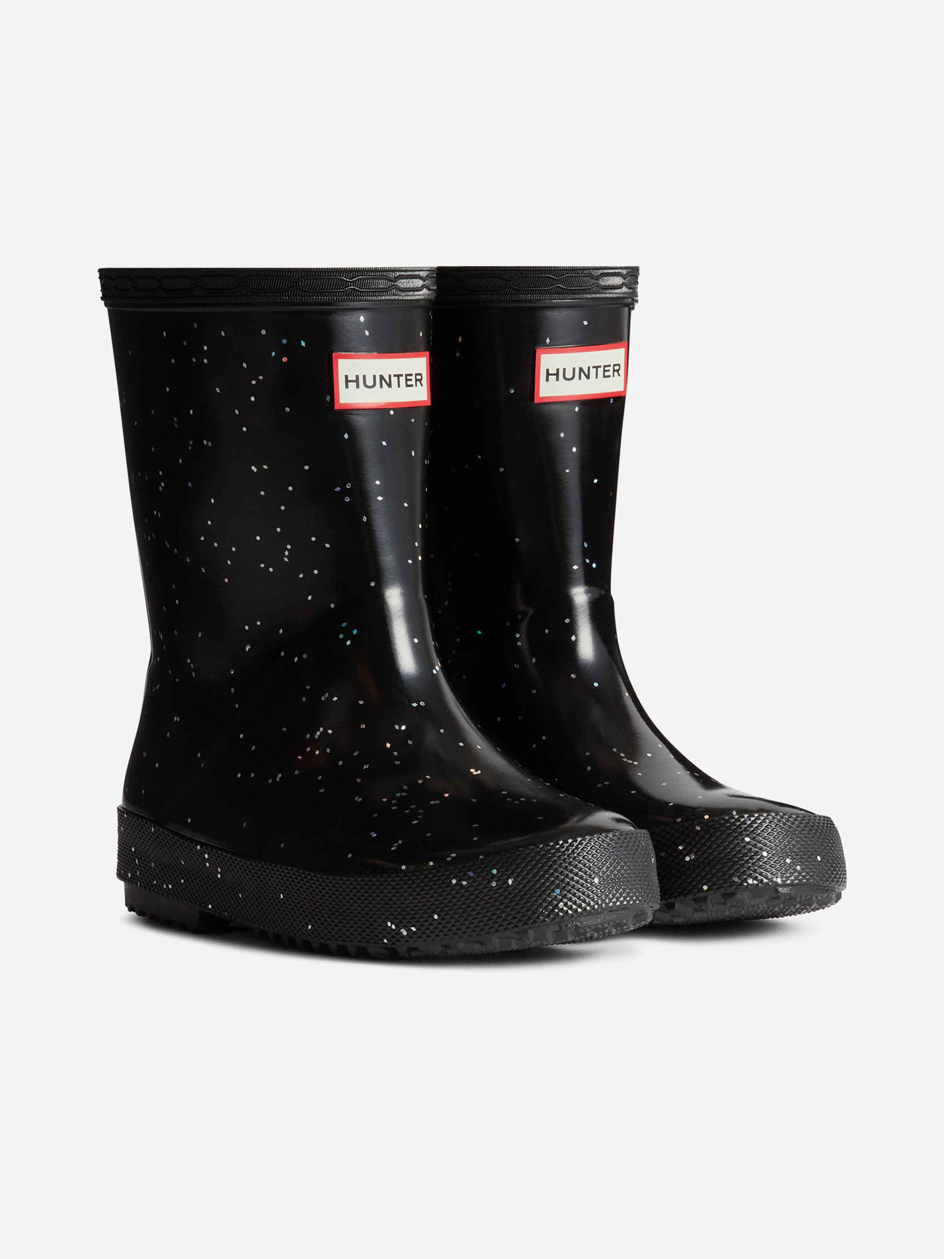 Girls First Giant Glitter Wellington Boots in Black