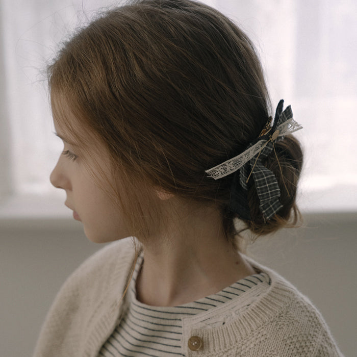 Girls Green Check Hair Clip