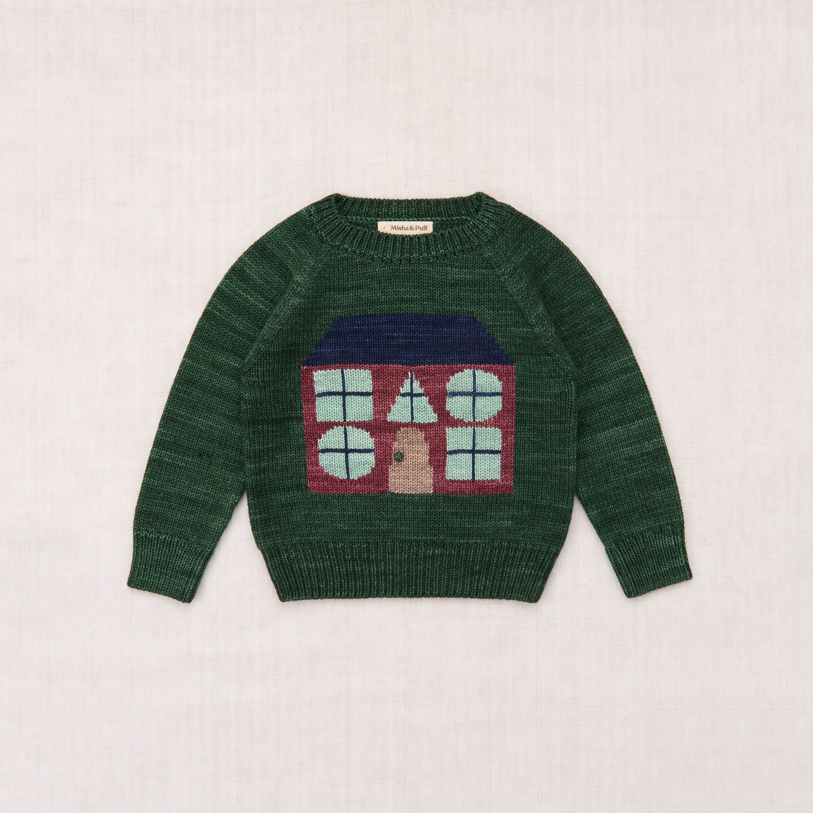 Boys & Girls Green House Jacquard Wool Sweater