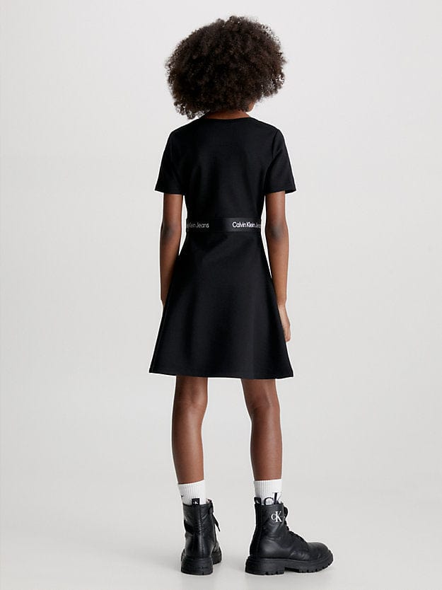 Calvin Klein Girls Punto Tape Dress in Black