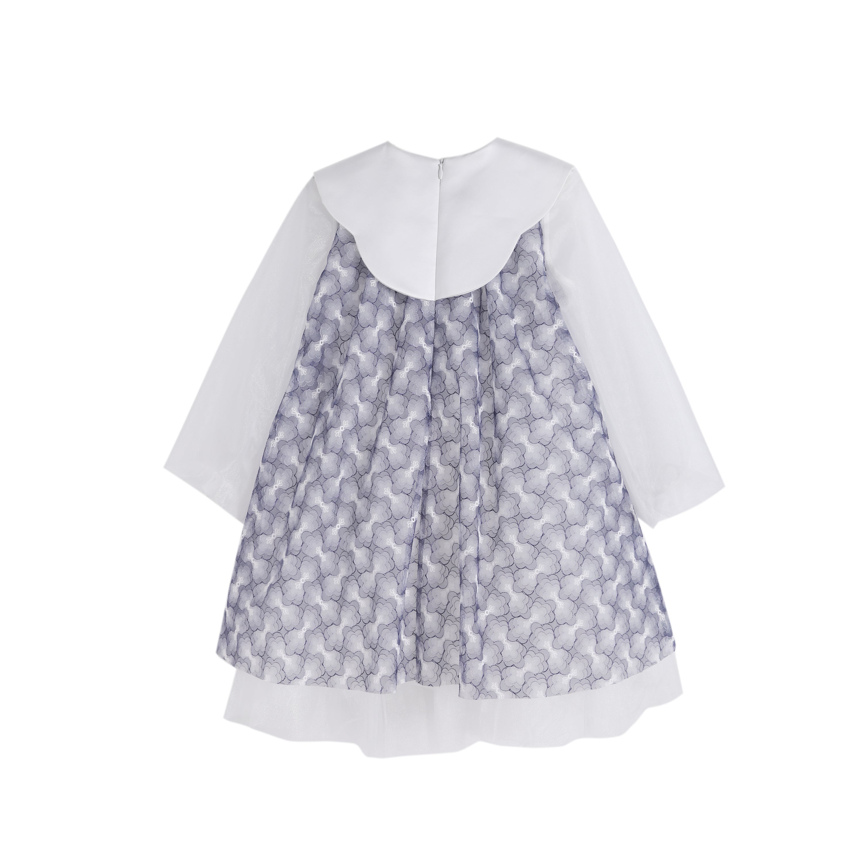女童绀青色瓷纹礼服裙