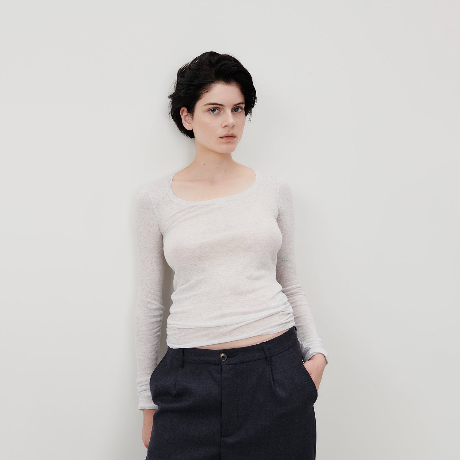 Women Light Grey Cotton T-Shirt