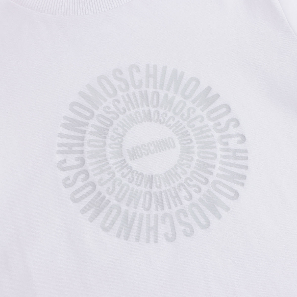 T-shirt en coton blanc avec logo circulaire pour garçons et filles