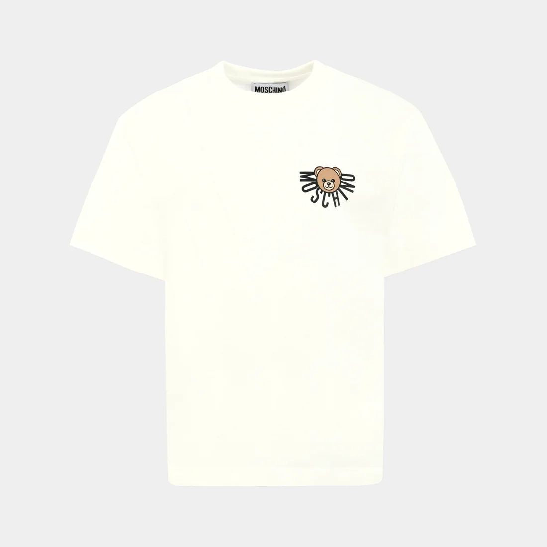 Boys & Girls White Printed Cotton T-Shirt