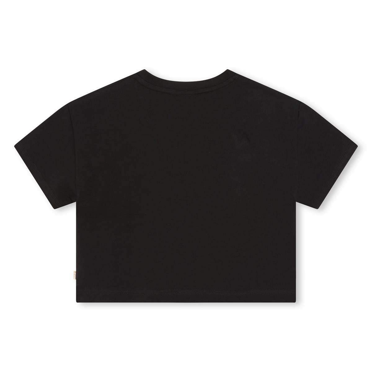 Girls Black Logo Cotton T-Shirt