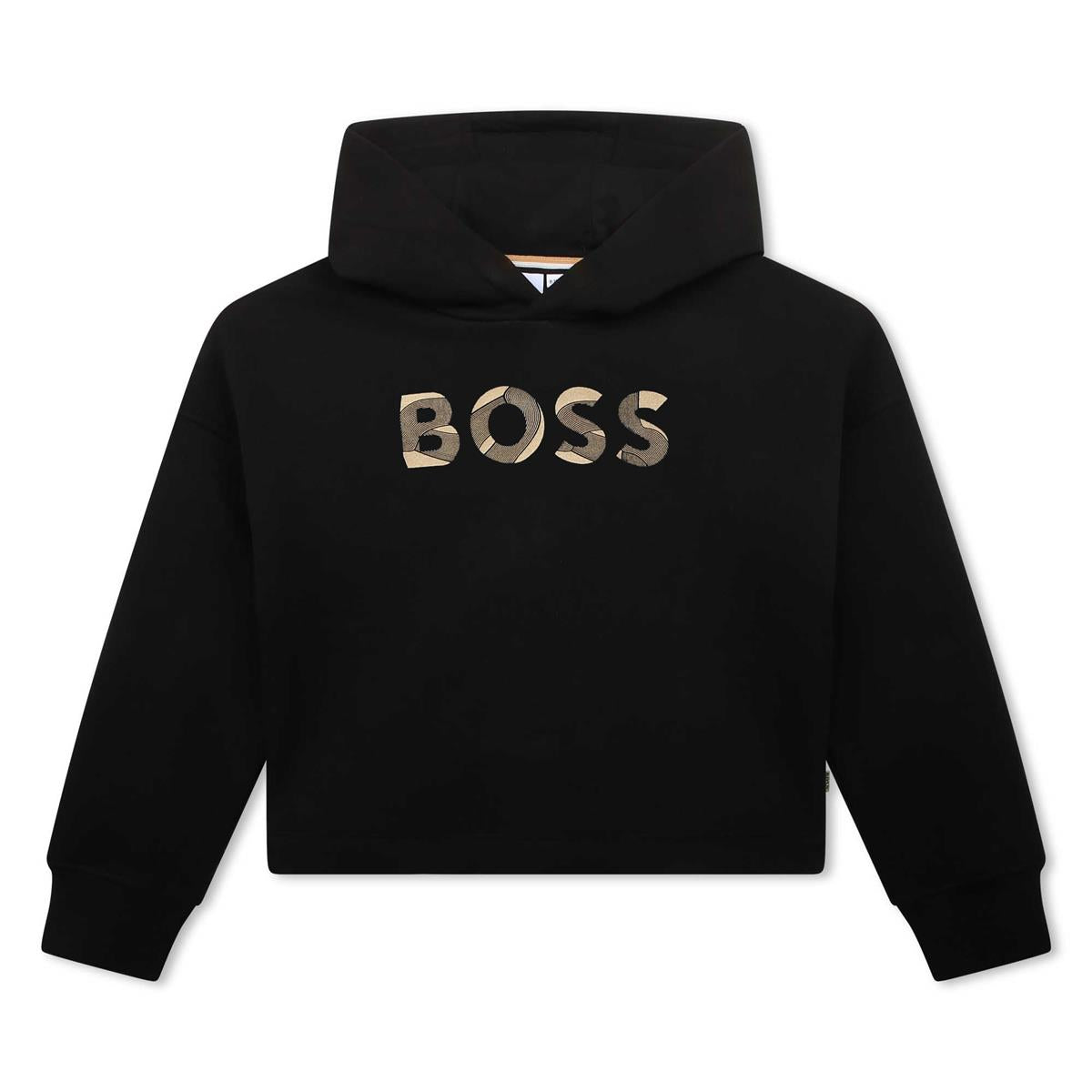Girls Black Logo Cotton Sweatshirt