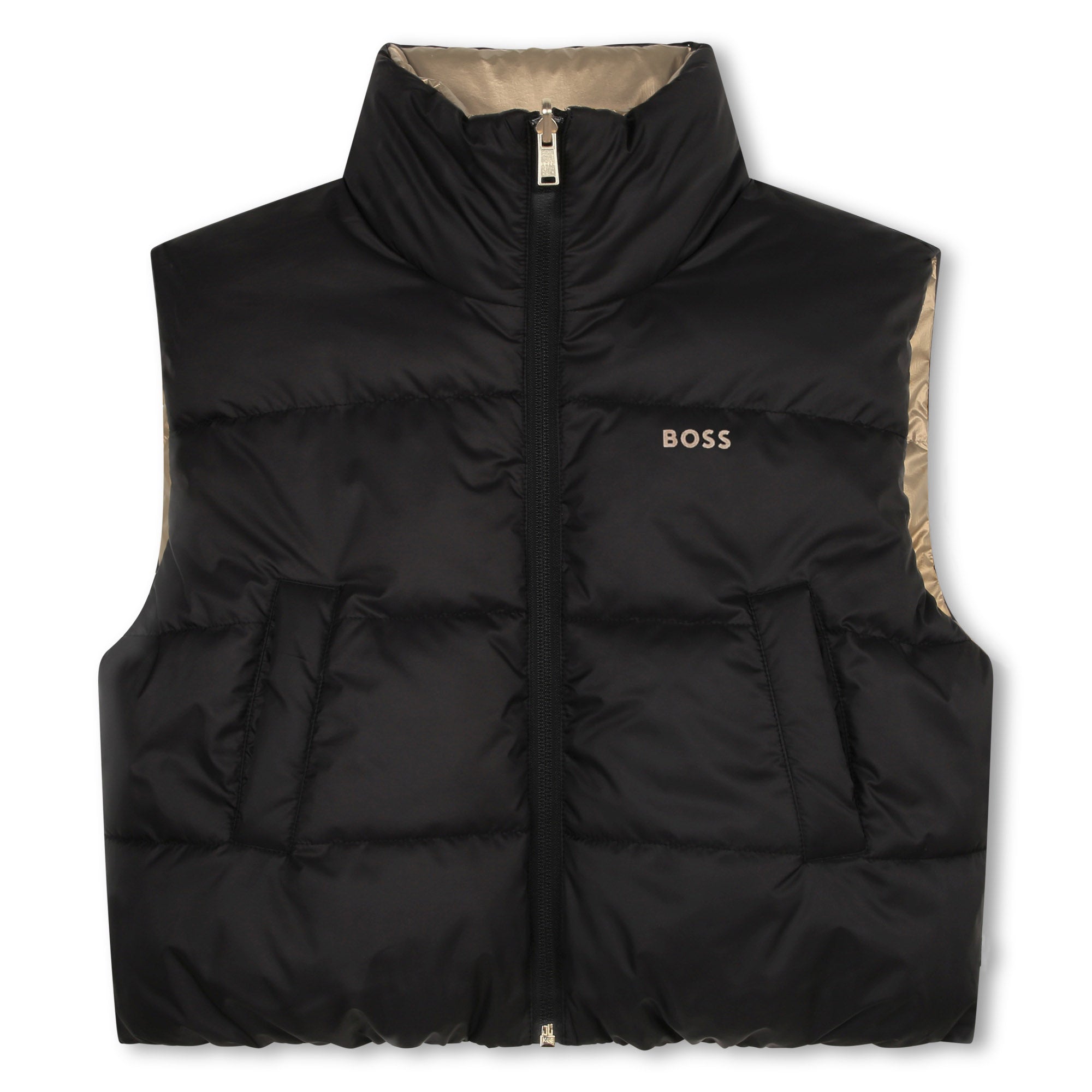 Girls Black Reversible Padded Gilet