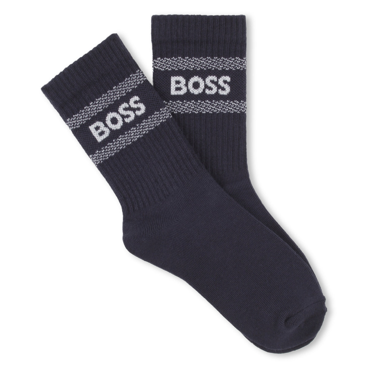 Lot de 2 paires de chaussettes en coton à logo noir et blanc pour garçons