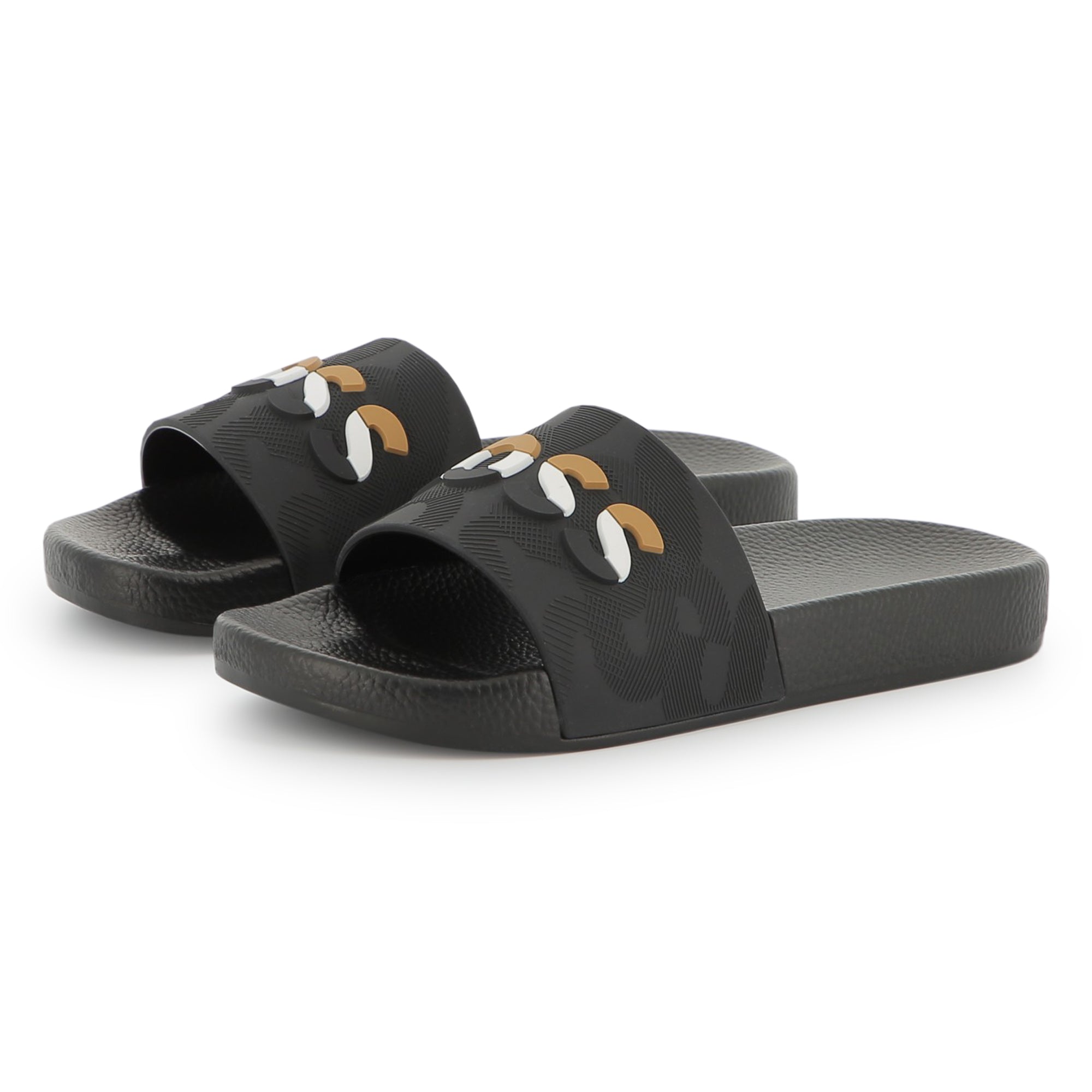 Boys Black Logo Rubber Slippers