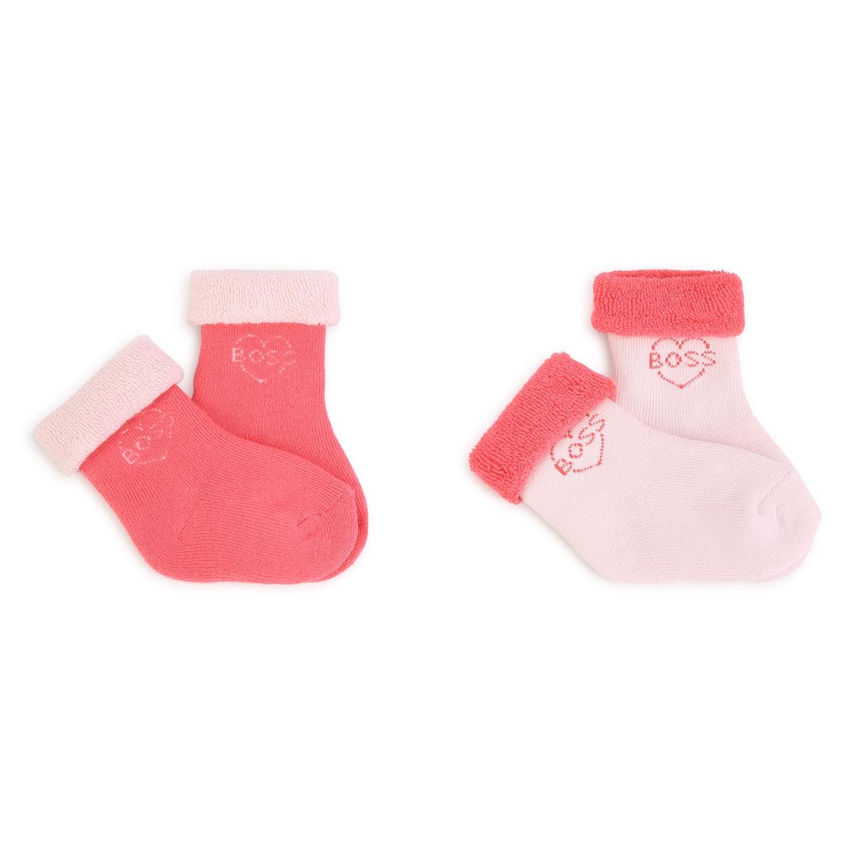 Baby Girls Pink Logo Cotton Socks(2 Pack)