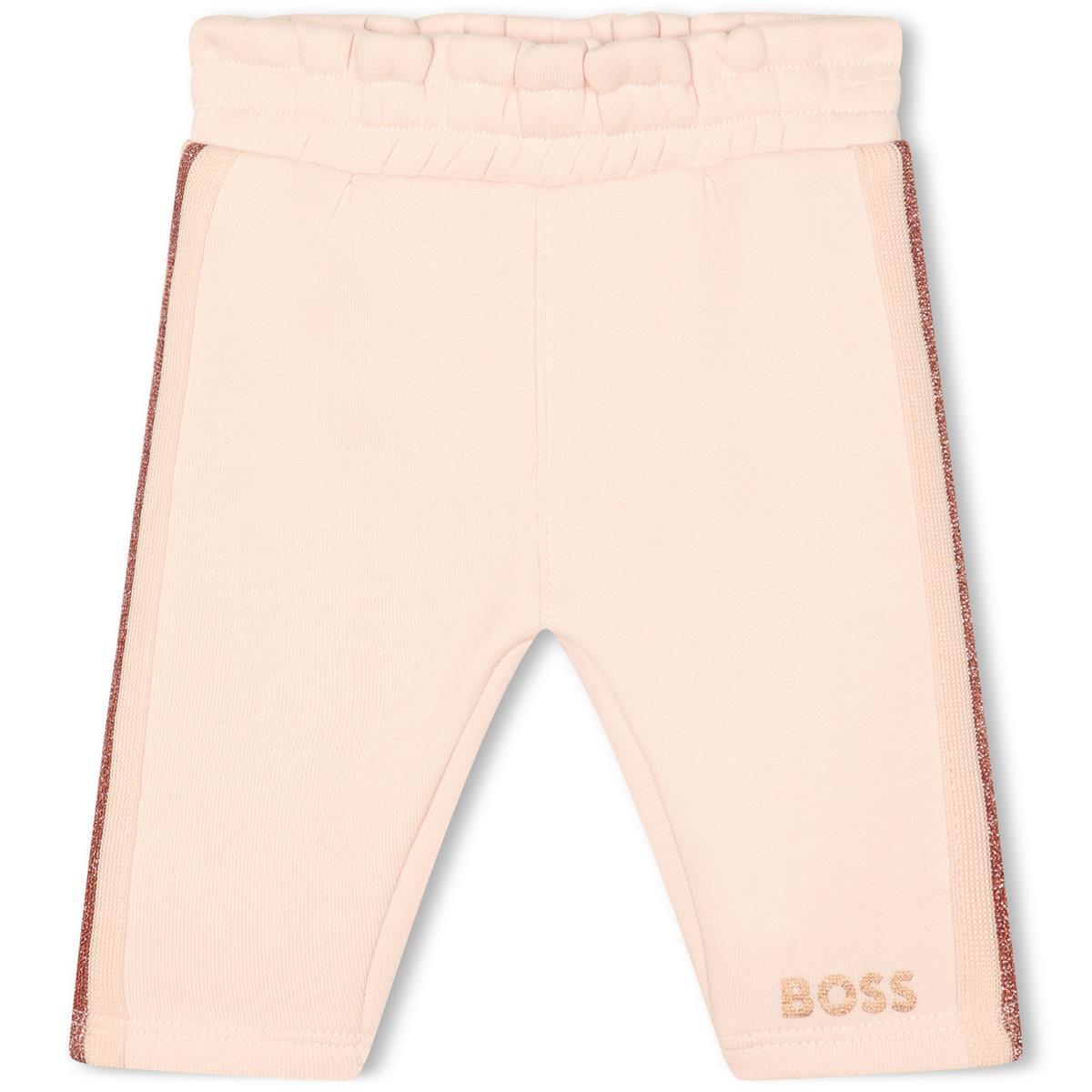 Baby Girls Light Pink Logo Cotton Trousers