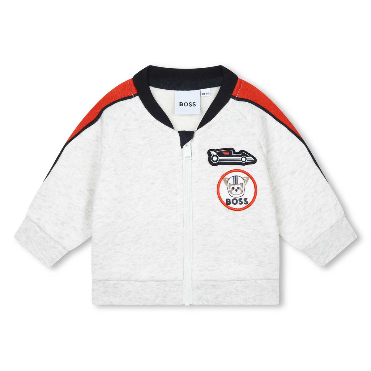 Baby Boys Grey Zip-Up Cotton Top
