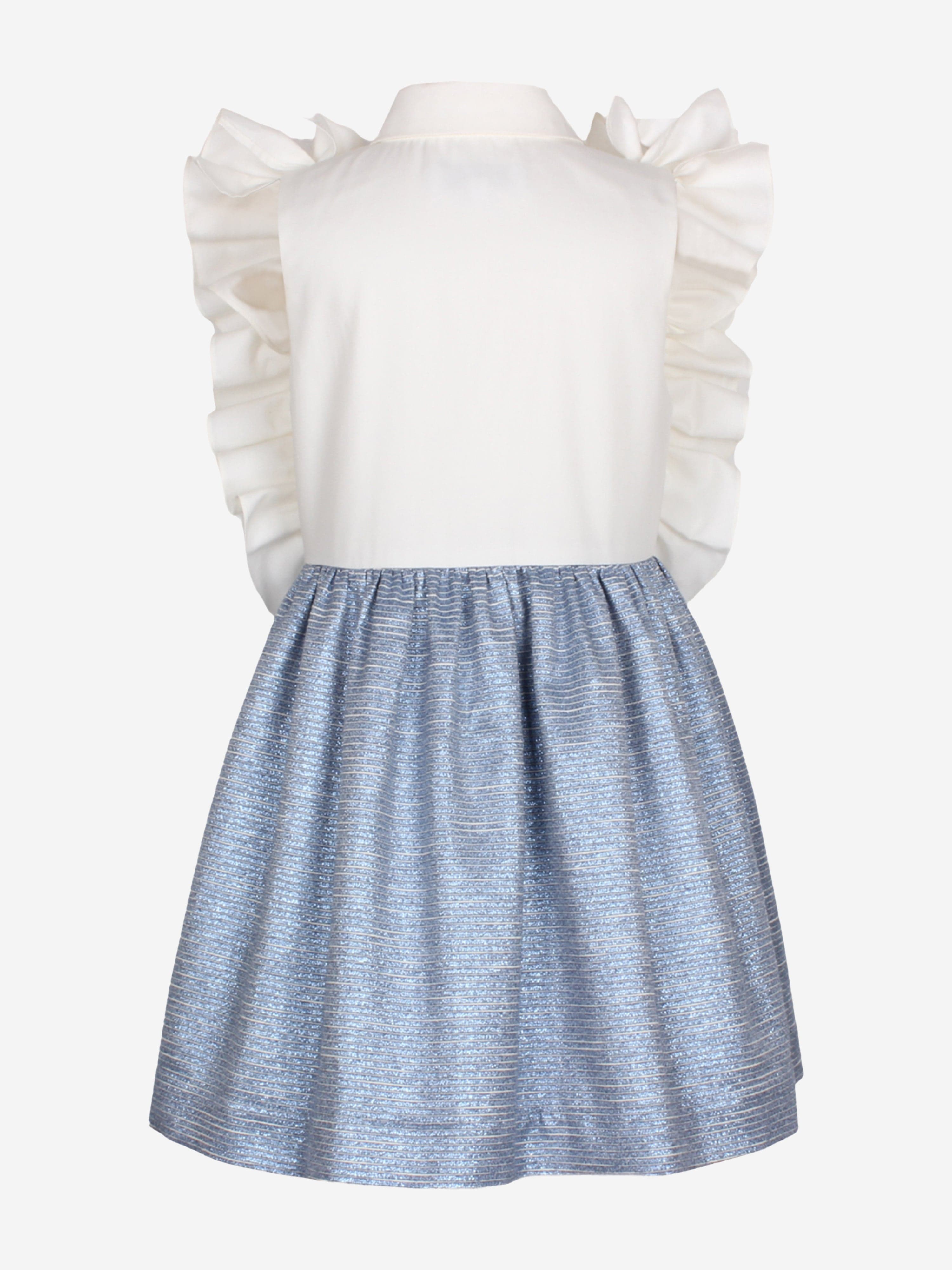Girls Ripple Sparkle Stripe Dress in Blue
