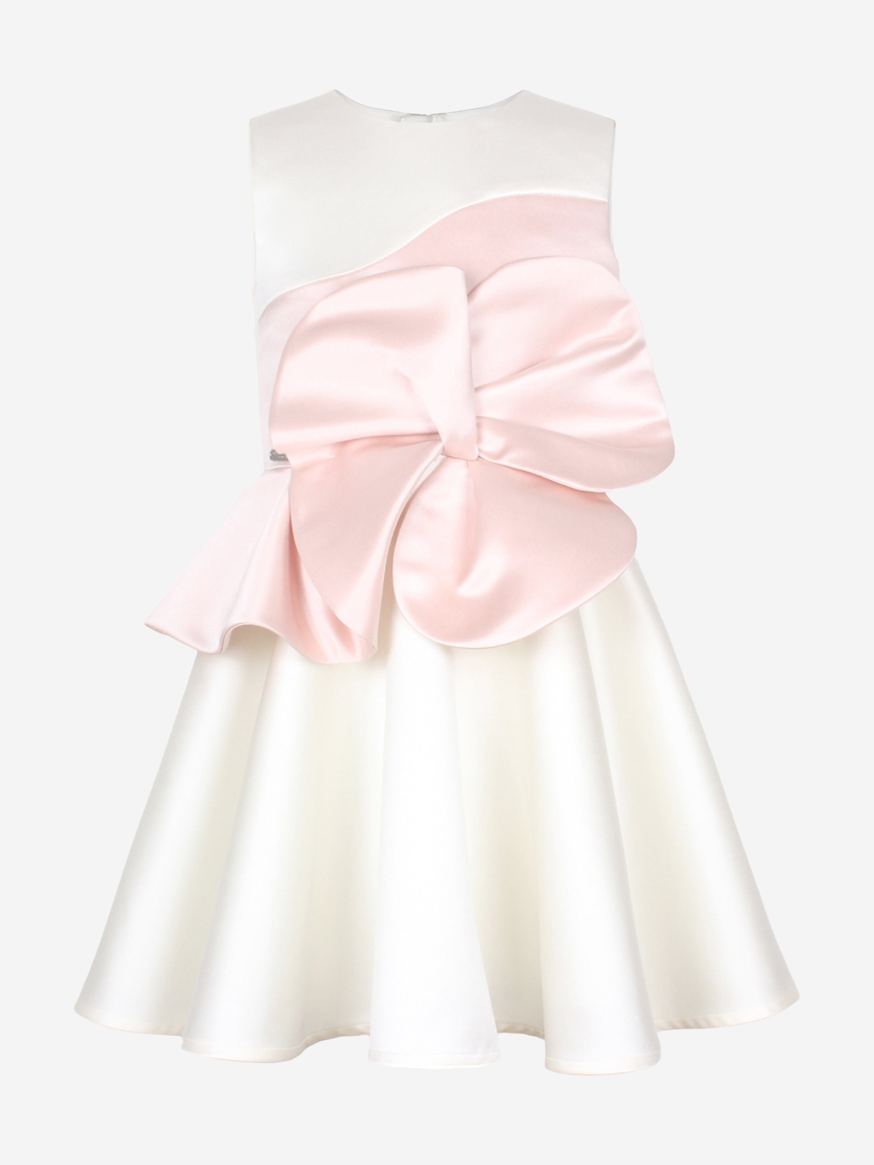 Girls Florette Satin Dress in White