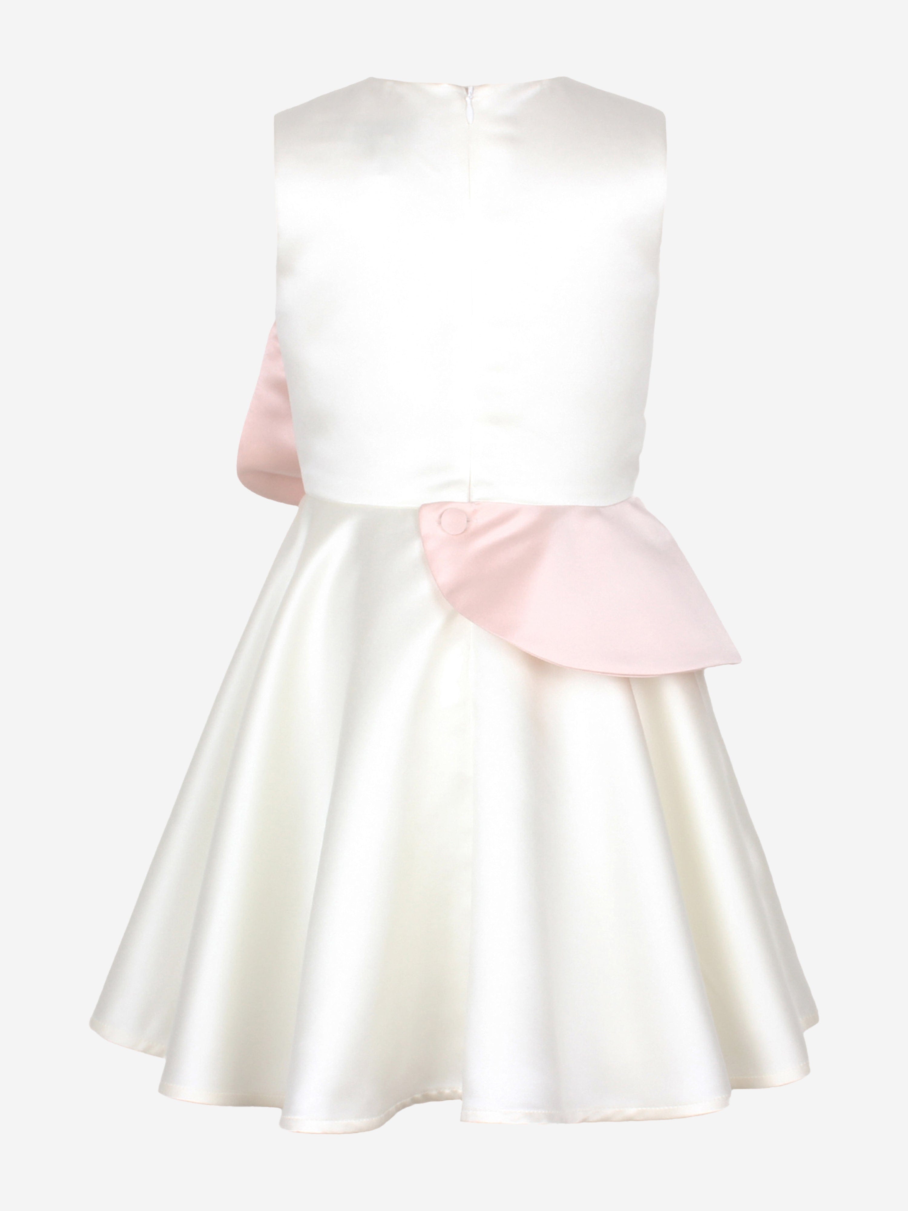 Girls Florette Satin Dress in White