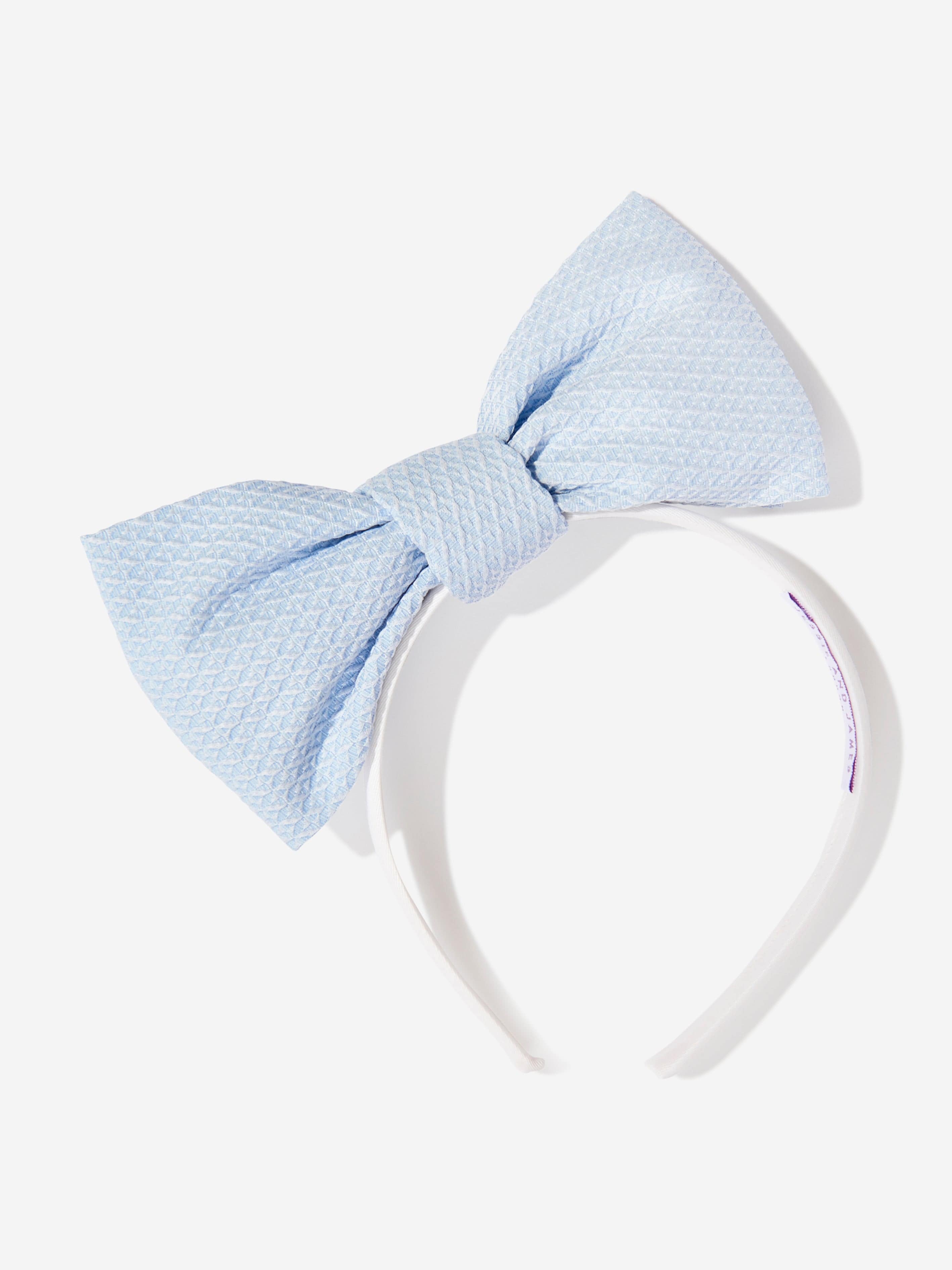 Girls Origami Dotty Jacquard Bow Headband in Blue