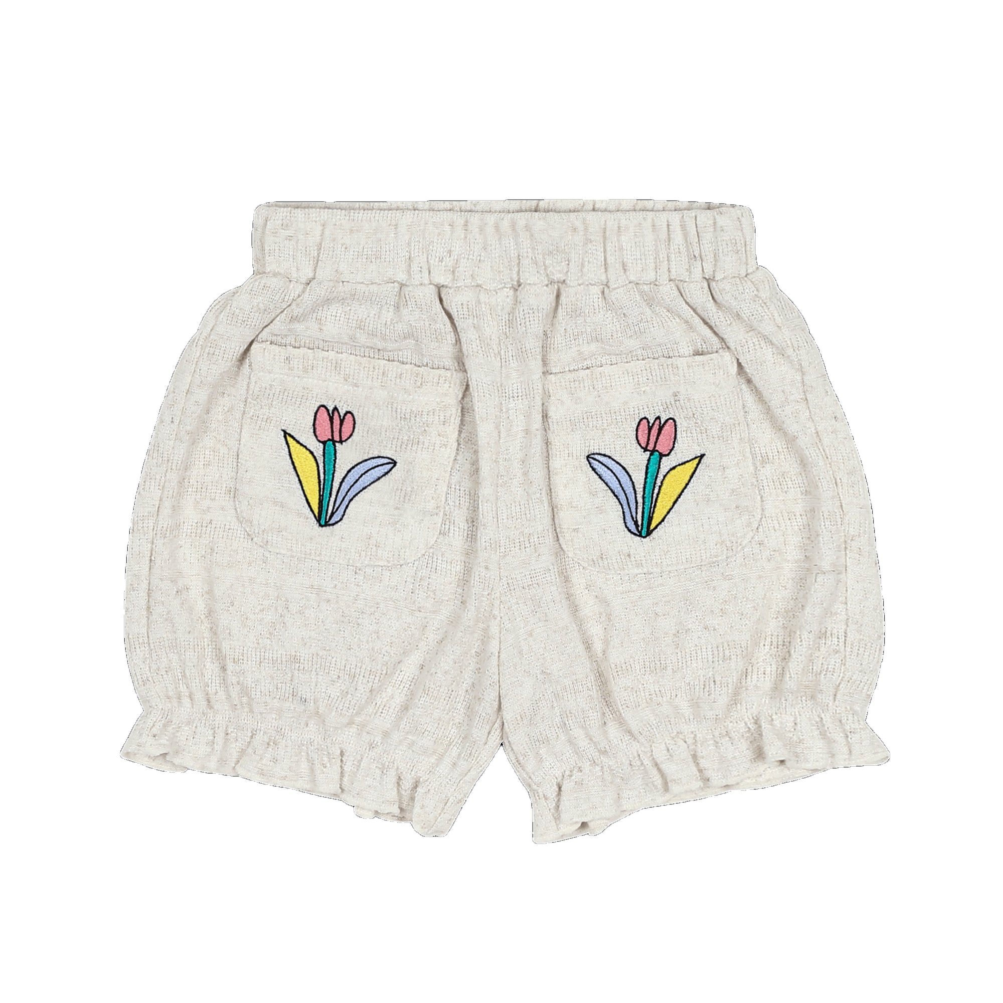 Girls Ivory Flower Knit Shorts