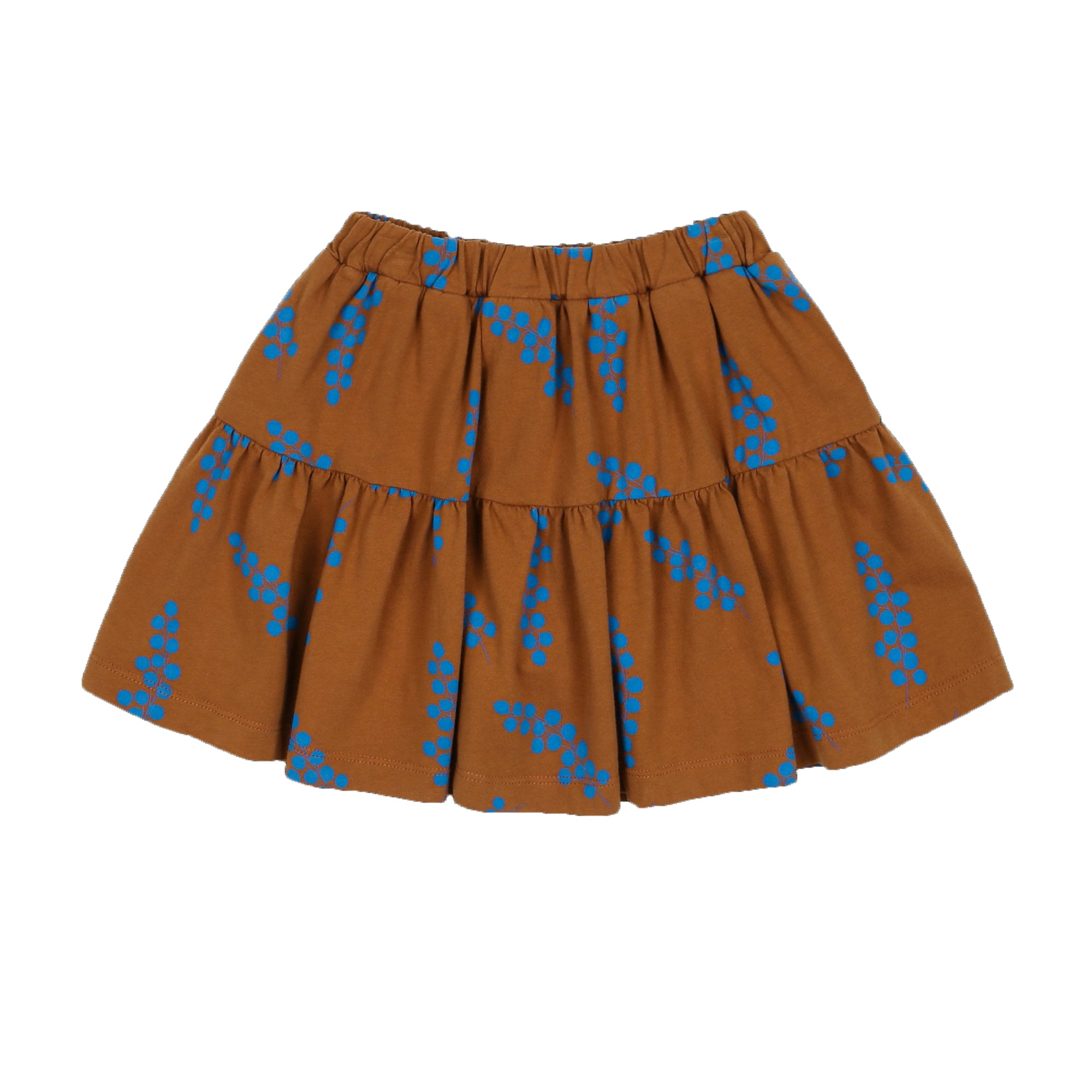 Girls Brown Printed Cotton Skirt