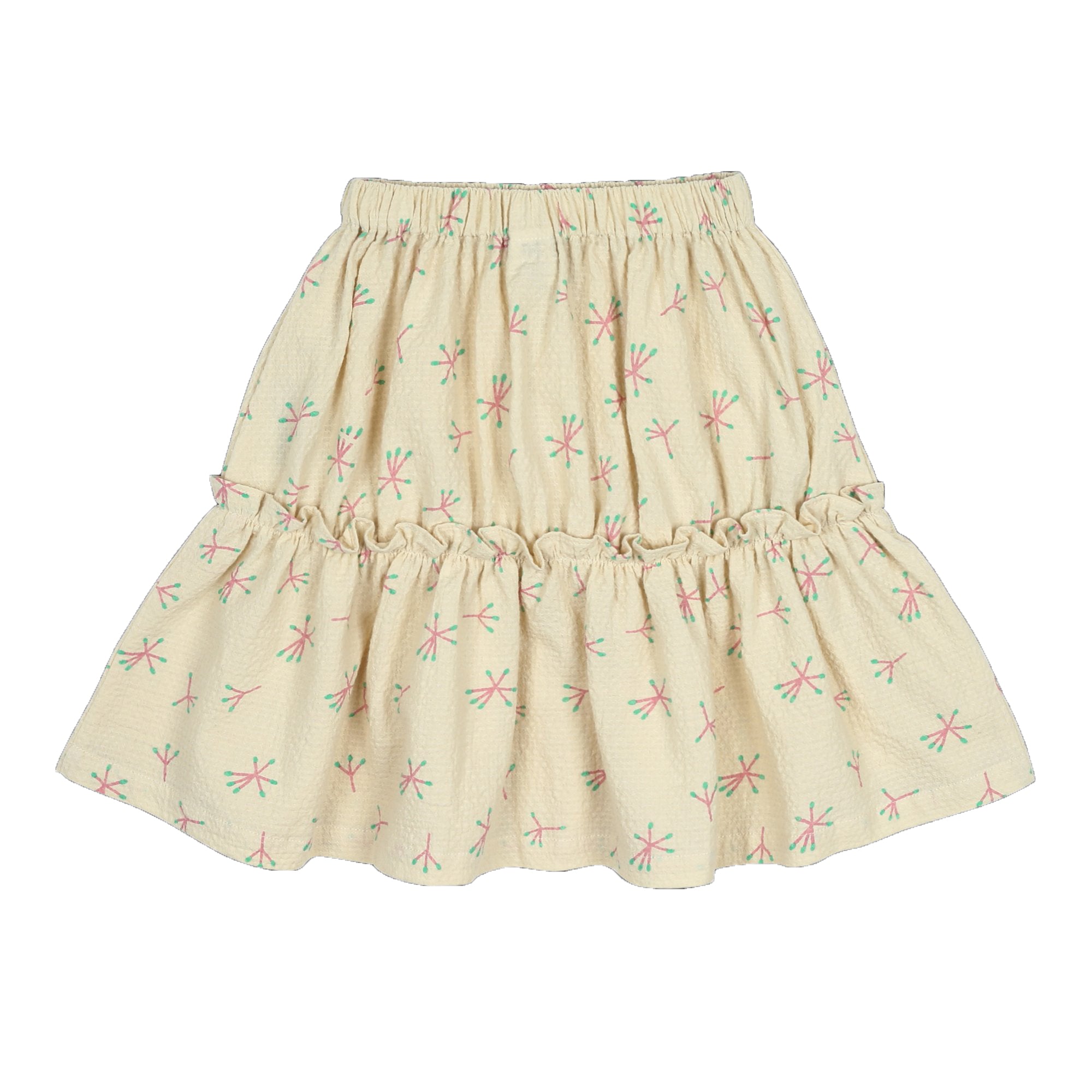 Girls Cream Floral Cotton Skirt