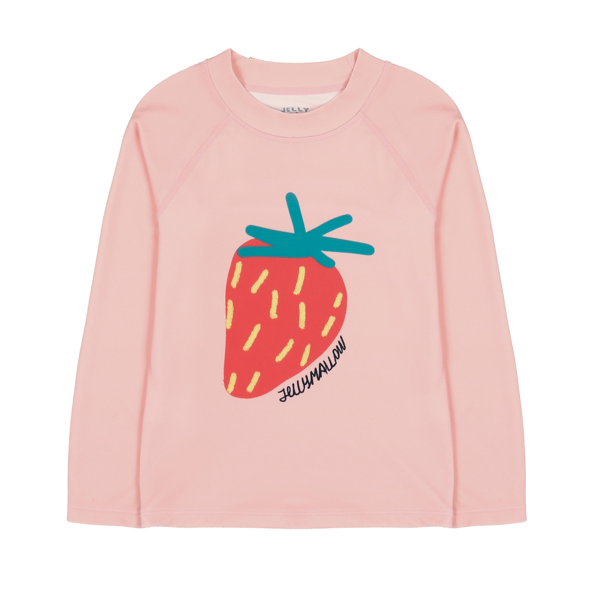 Girls Pink Strawberry Printed Swim T-Shirt