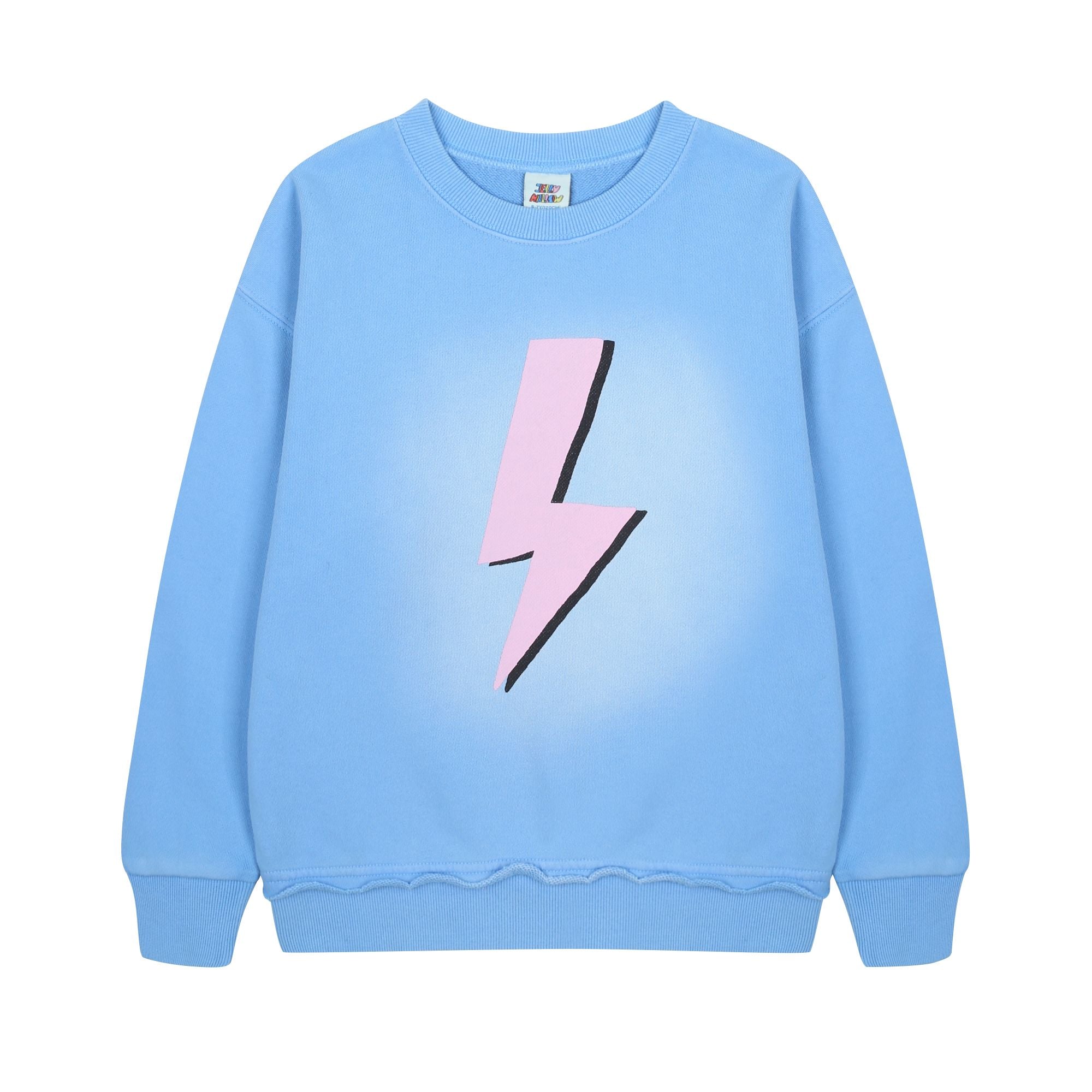 Boys & Girls Light Blue Lightning Printed Cotton Sweatshirt