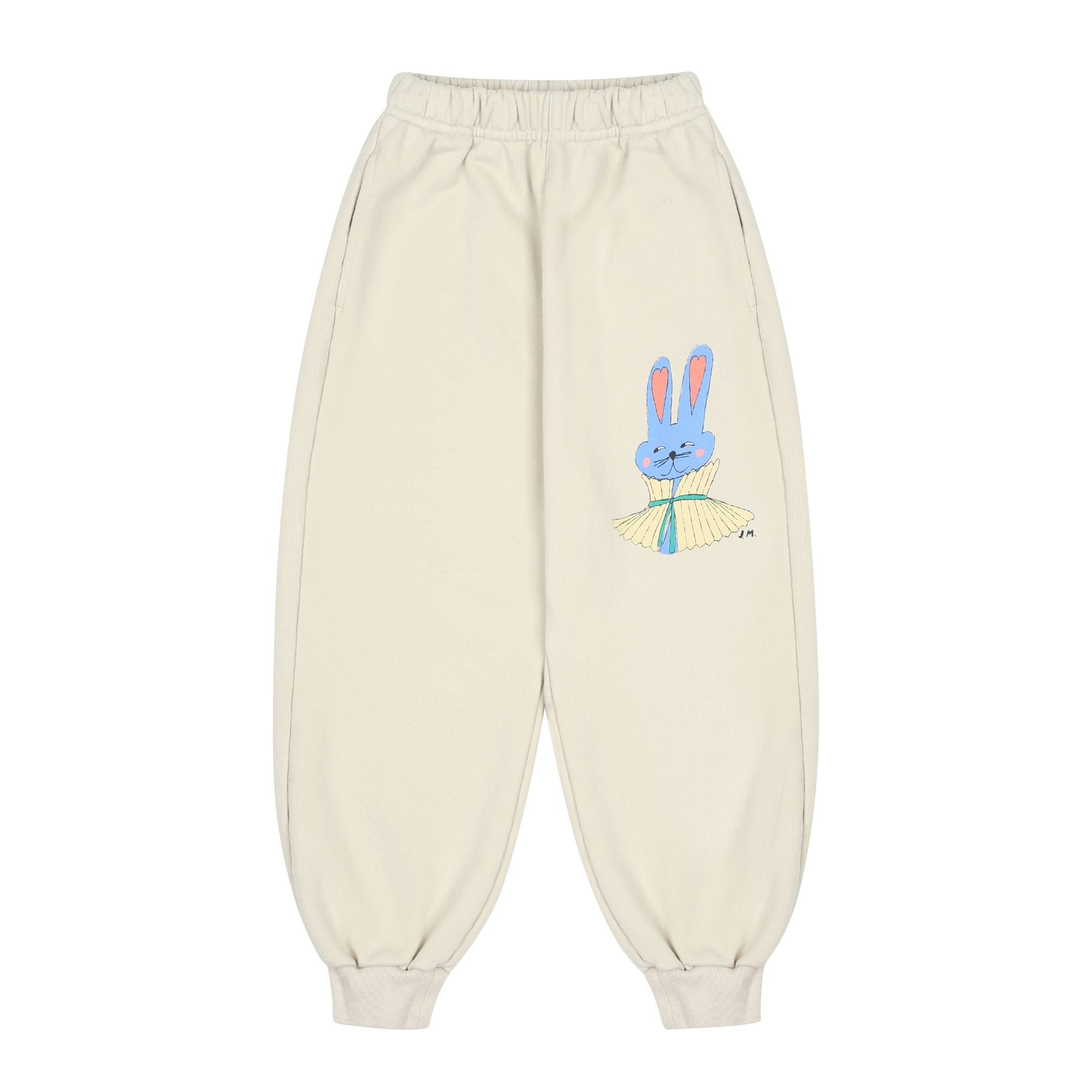 Boys & Girls Ivory Rabbit Printed Cotton Trousers