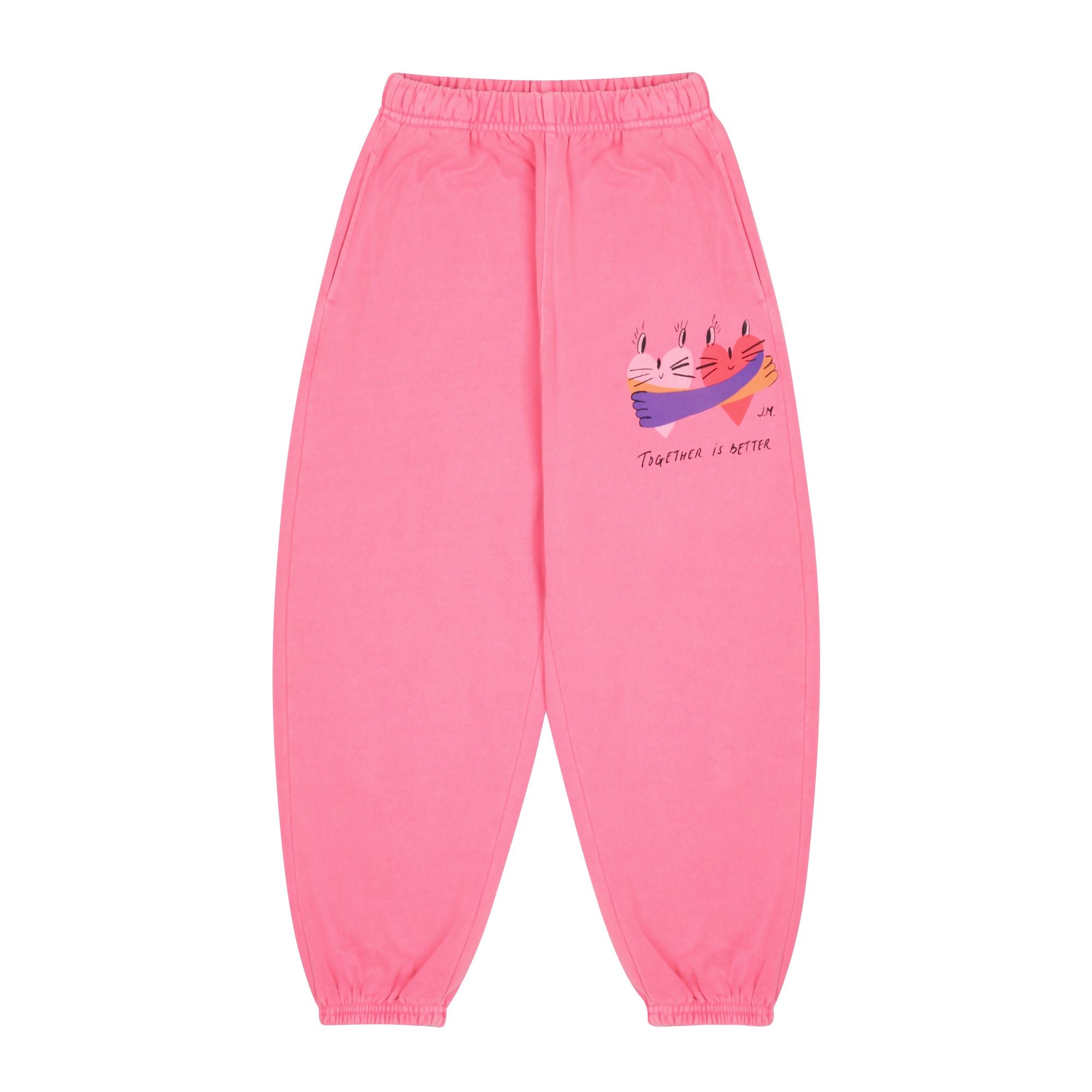 Boys & Girls Pink Printed Cotton Trousers