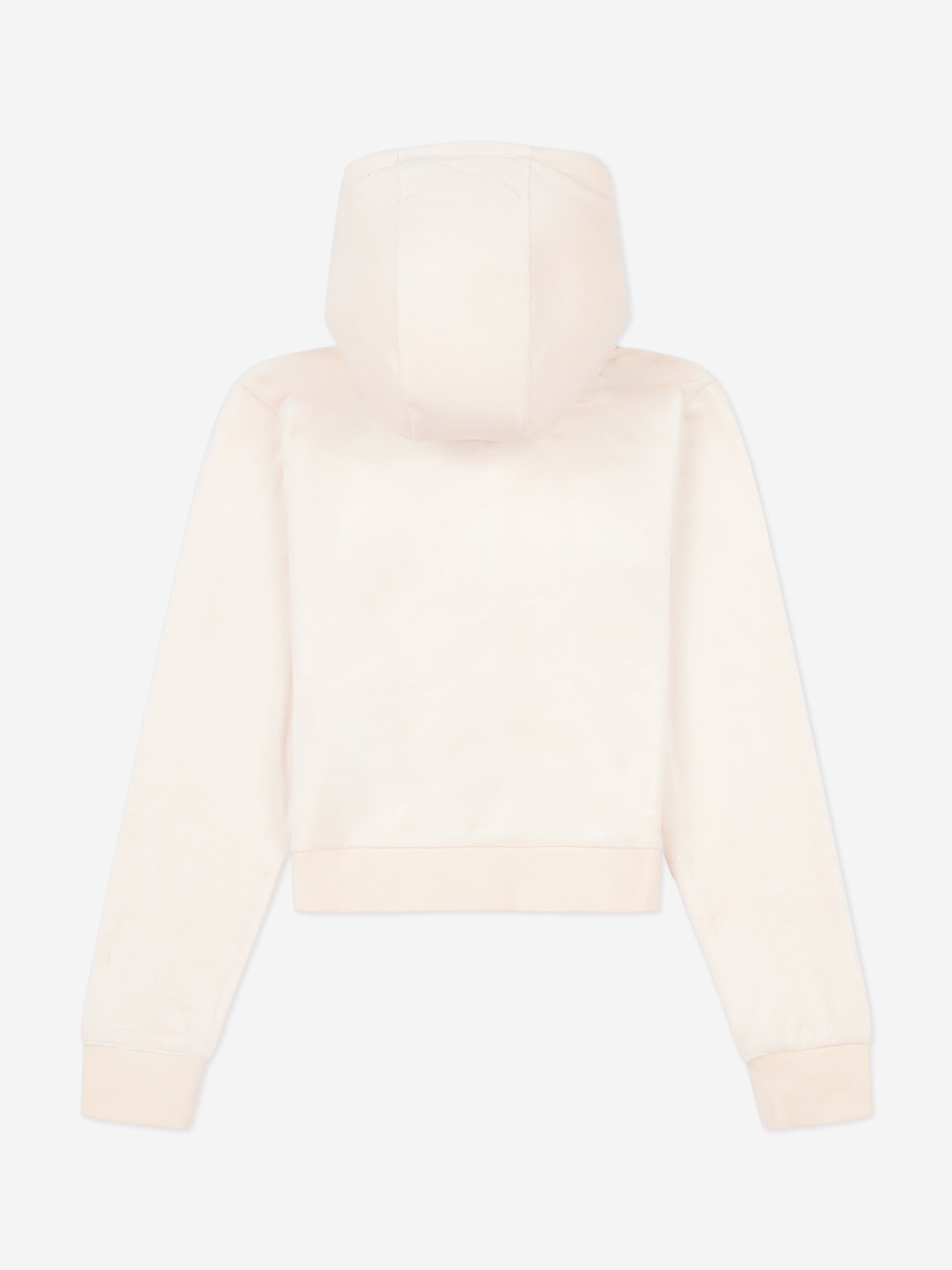 Juicy Couture Girls Tonal Velour Zip Up Top in Beige
