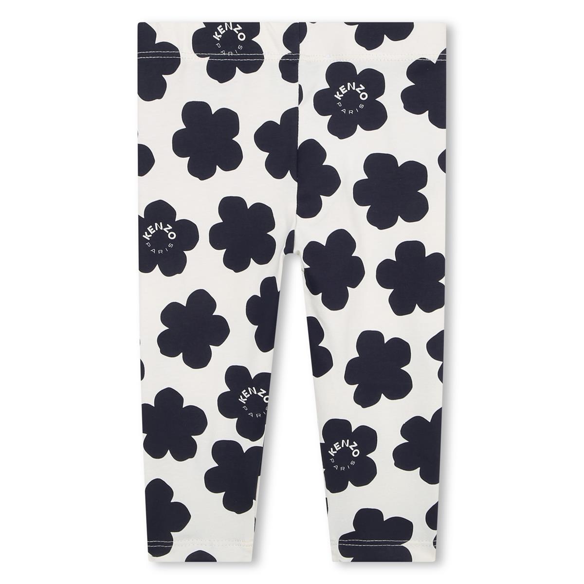 Baby Girls White Flower Leggings