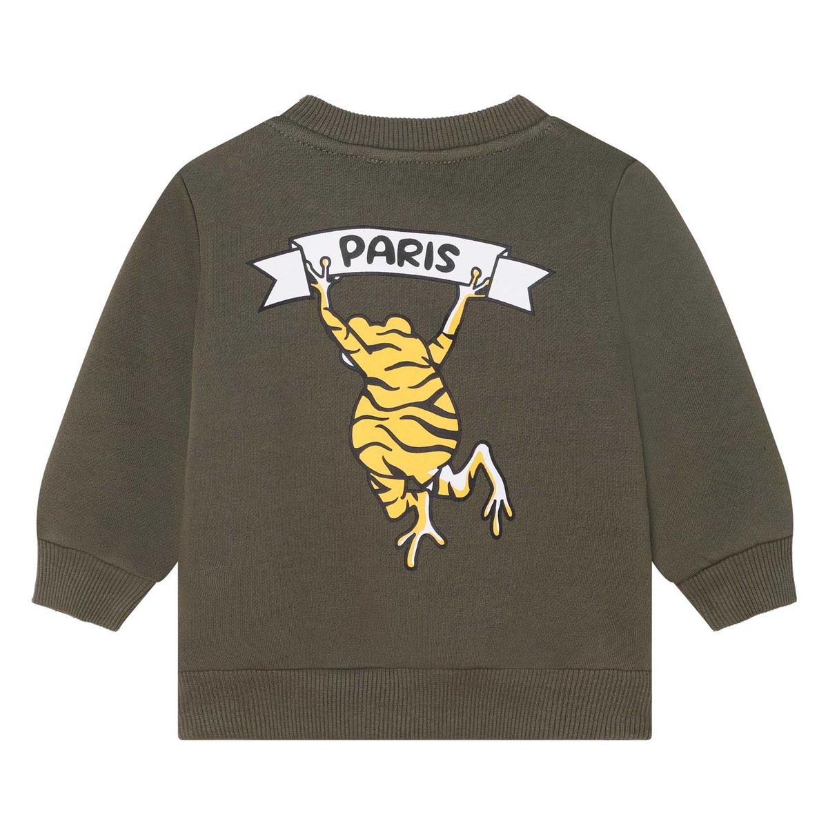 Baby Boys Dark Green Printed Cotton Sweatshirt