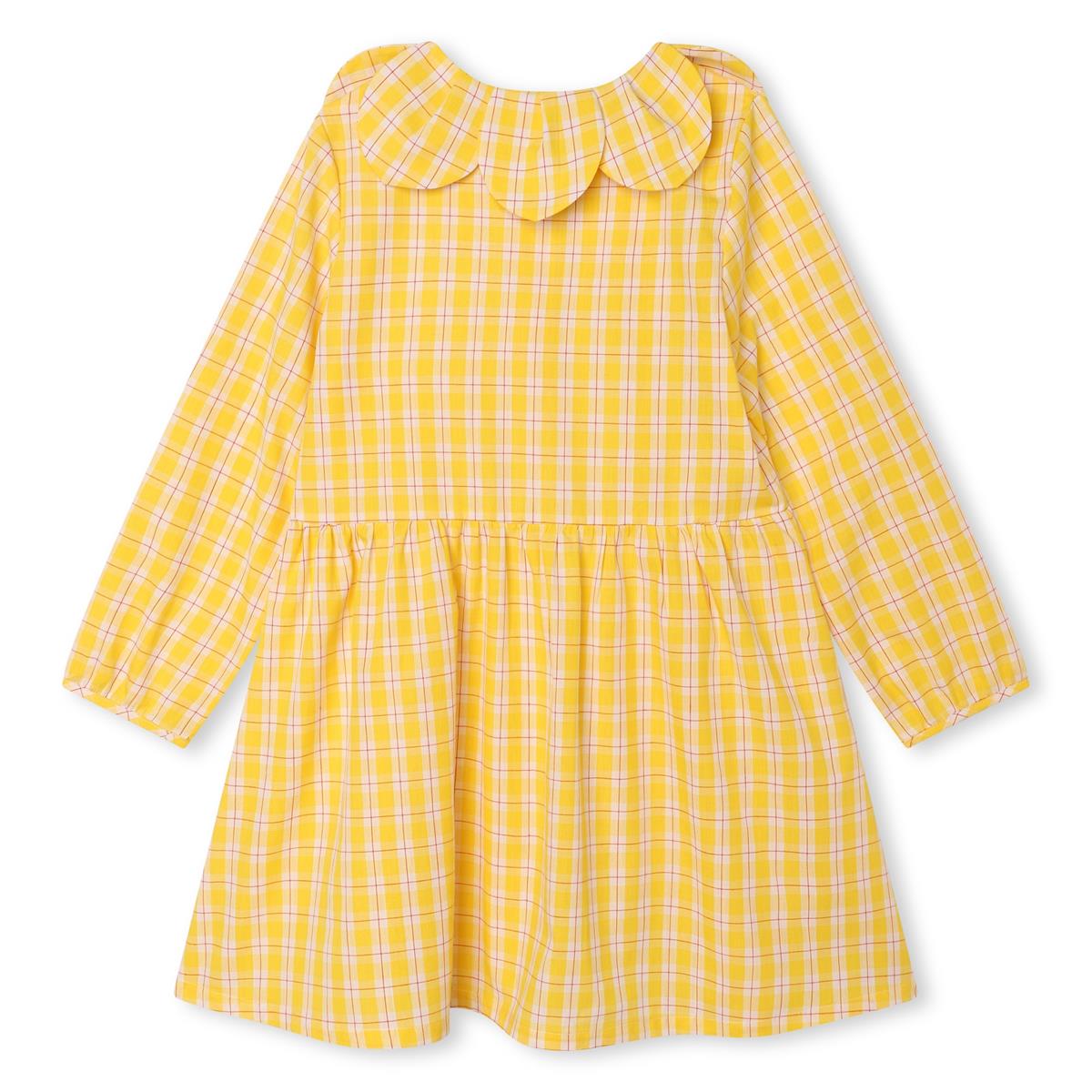 Girls Yellow Check Cotton Dress