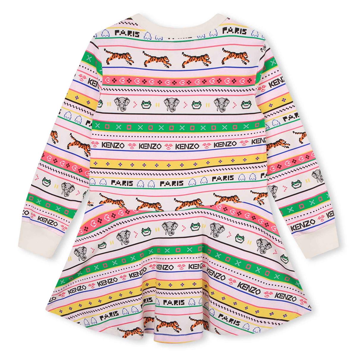 Girls Beige Printed Cotton Dress