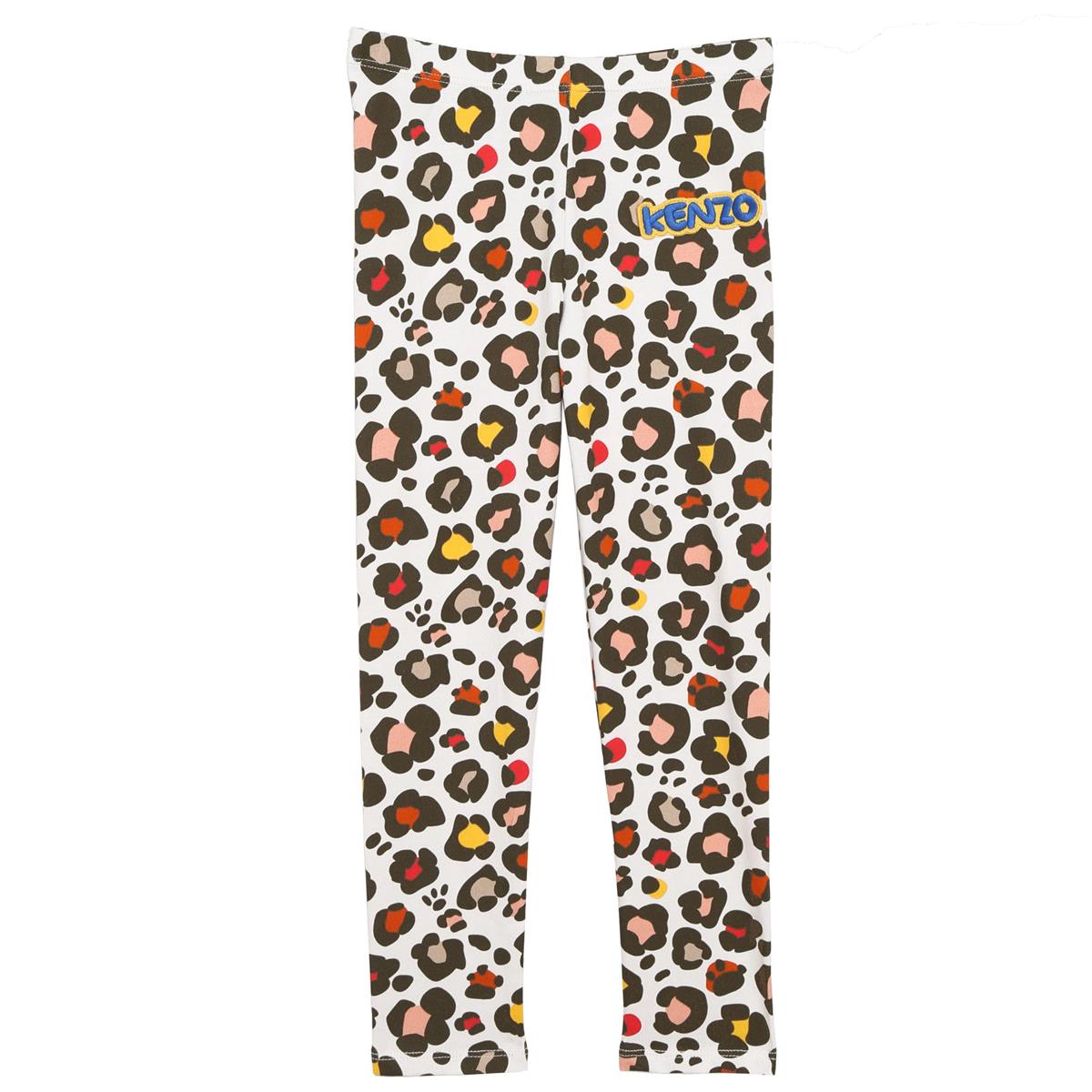 Girls White Printed Leggings