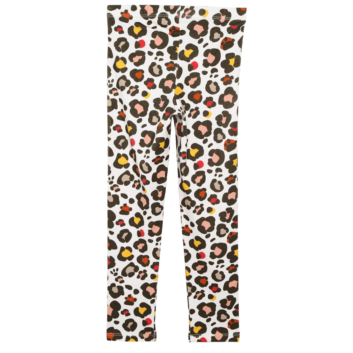 Girls White Printed Leggings