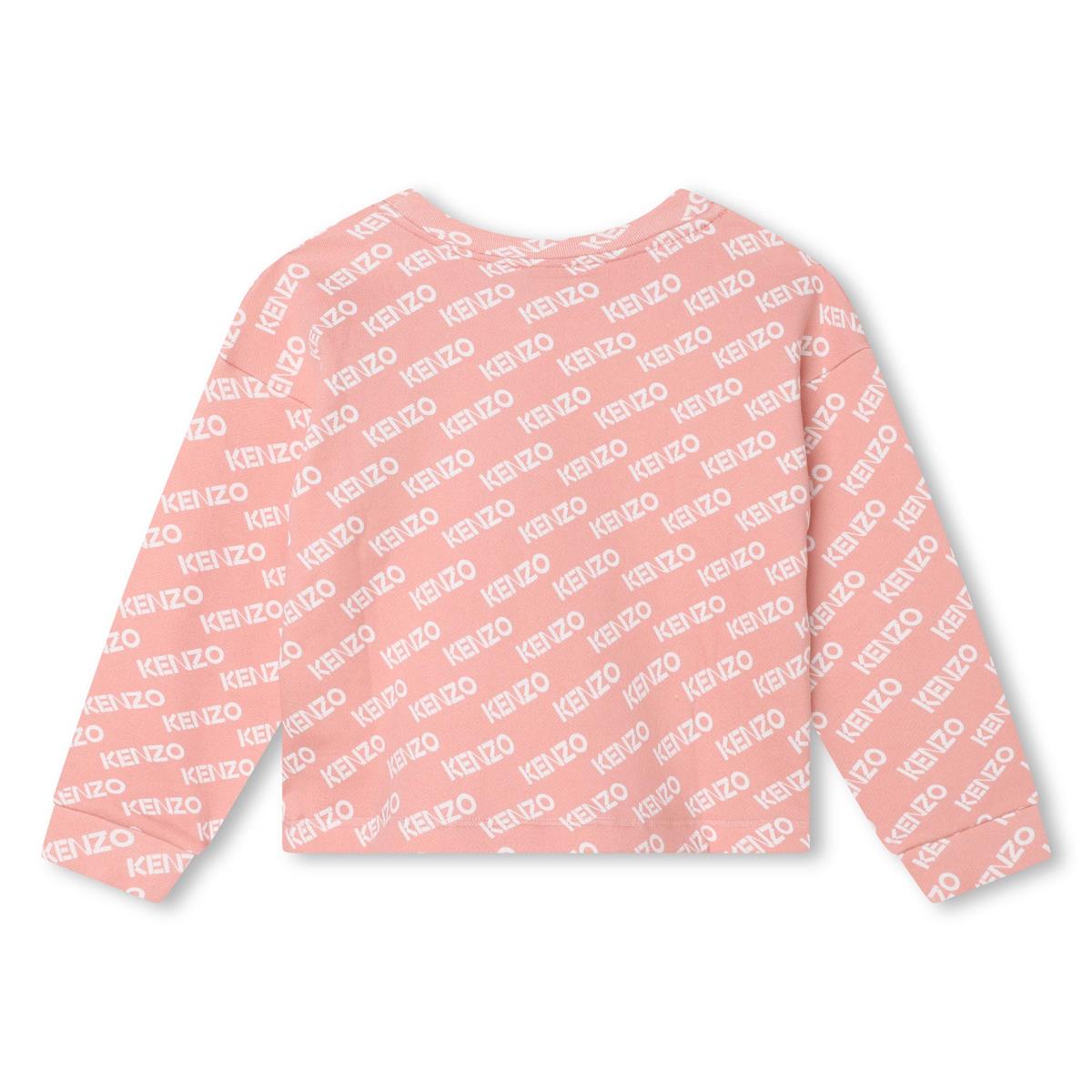 Girls Pink Logo Cotton Sweatshirt