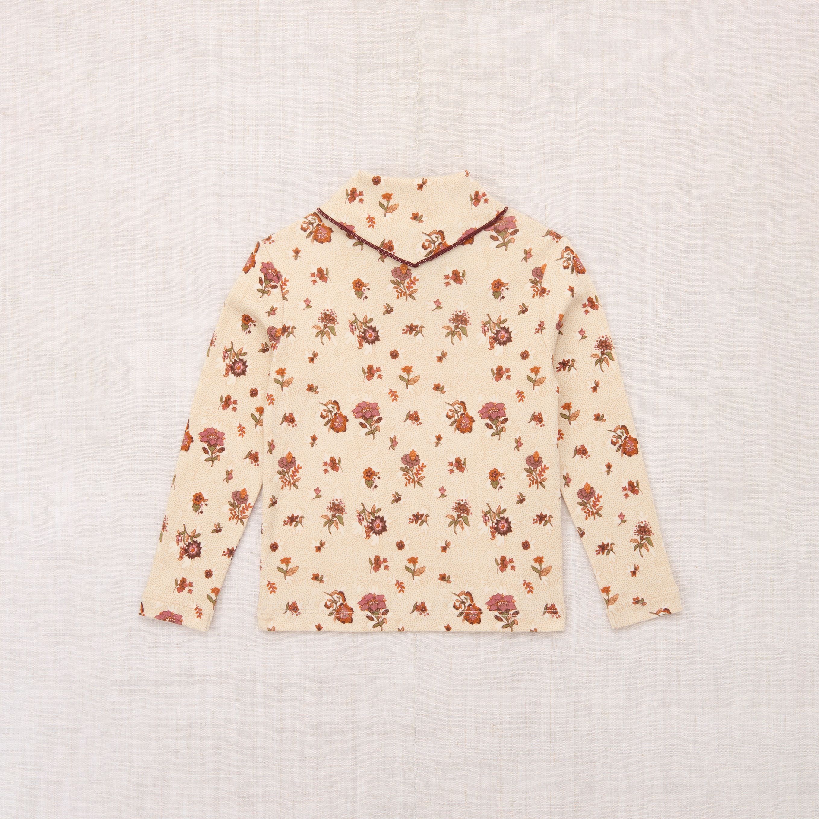 Girls Beige Flower Printed Cotton T-Shirt