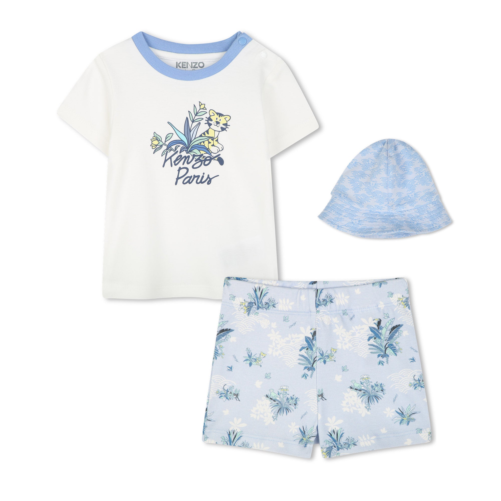 Baby Boys White Printed Cotton Set