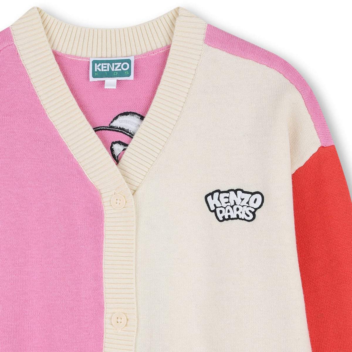 Cardigan en coton tricoté brodé panda et crème glacée multicolore pour filles