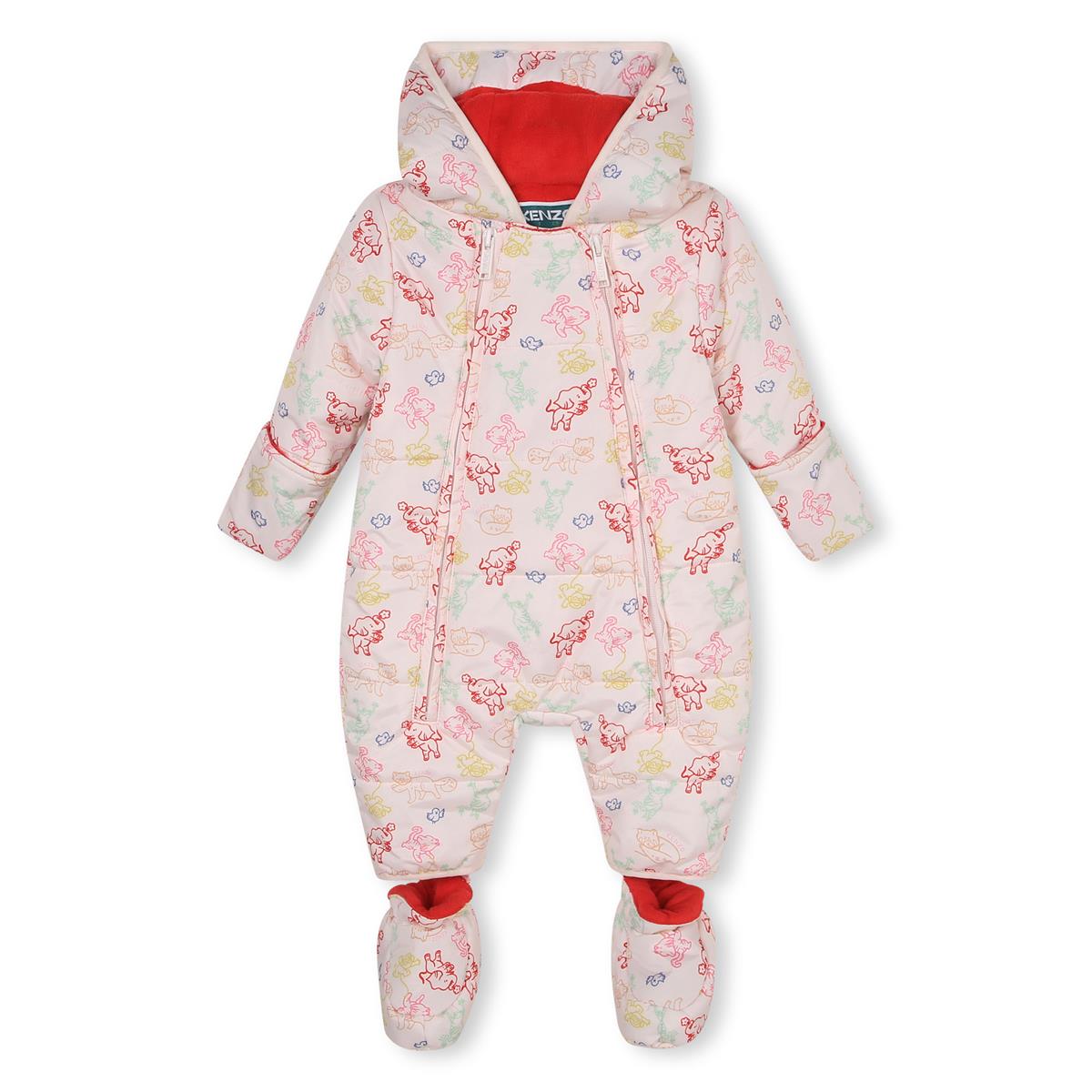 Baby Girls Pink Floral Padded Babysuit
