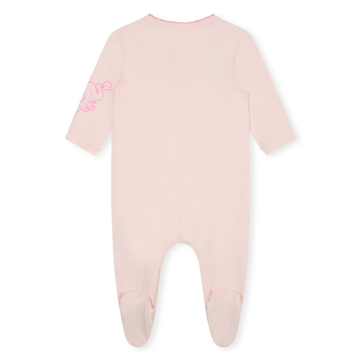 Baby Girls Pink Printed Cotton Babysuit