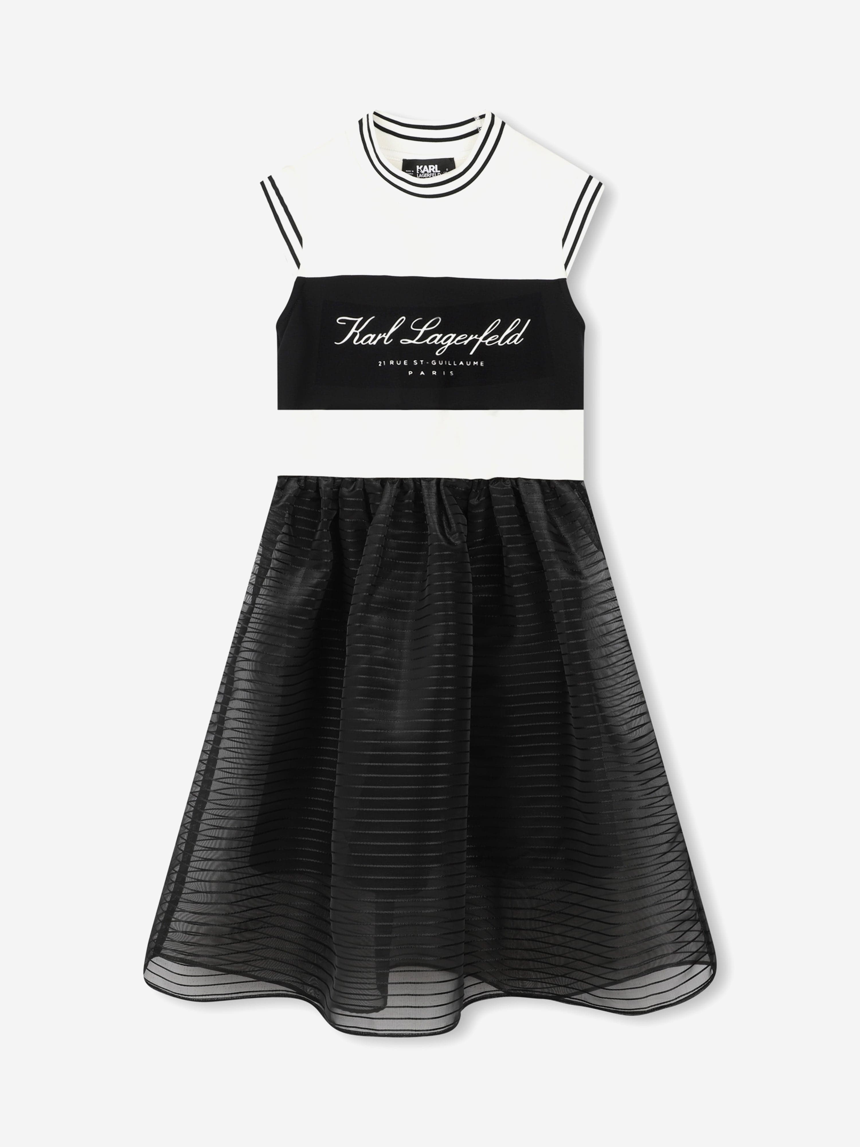 Karl Lagerfeld Girls Mixed Fabric Milano Dress in Multicolour