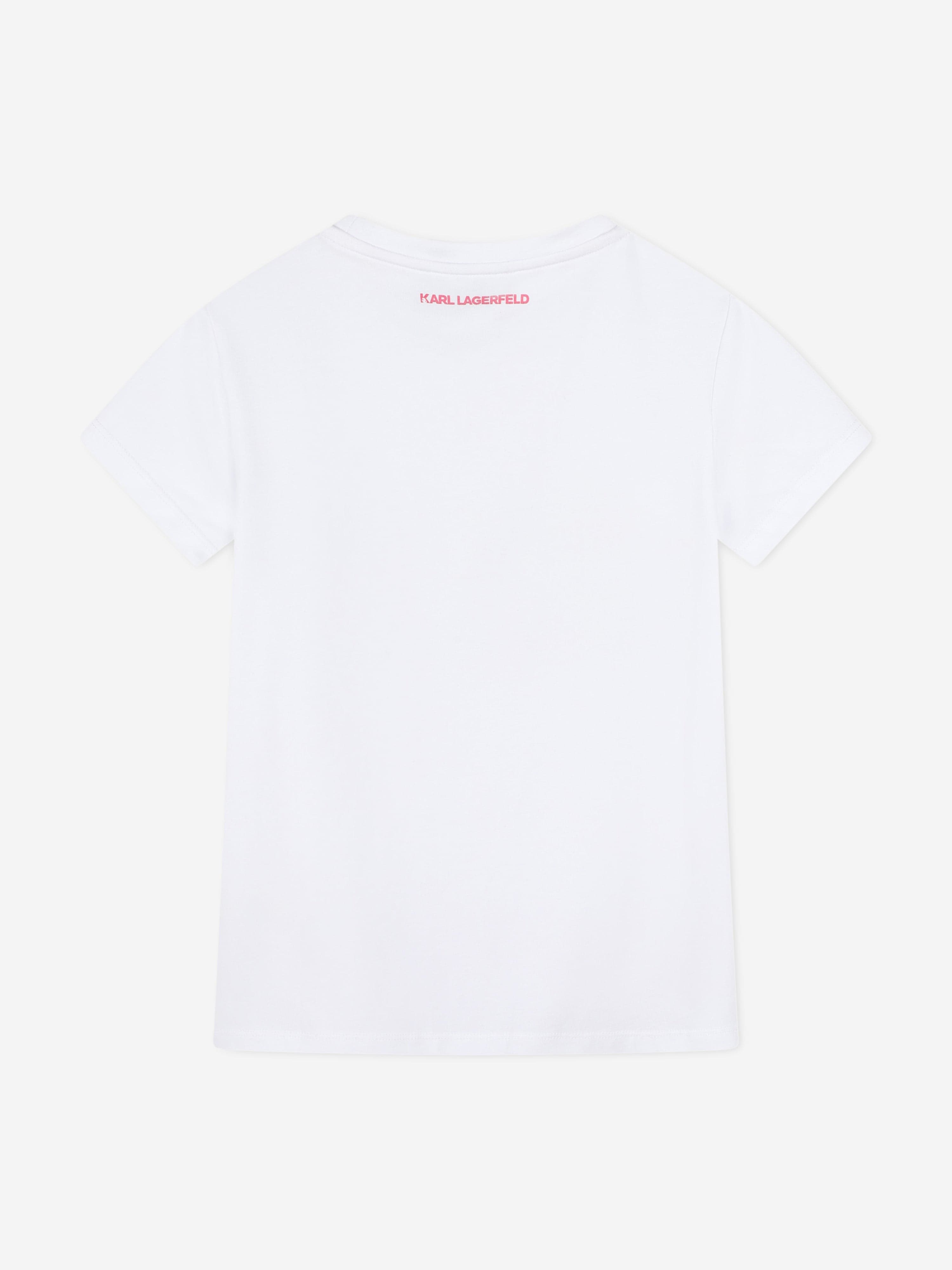Karl Lagerfeld Girls Signature Logo T-Shirt in White