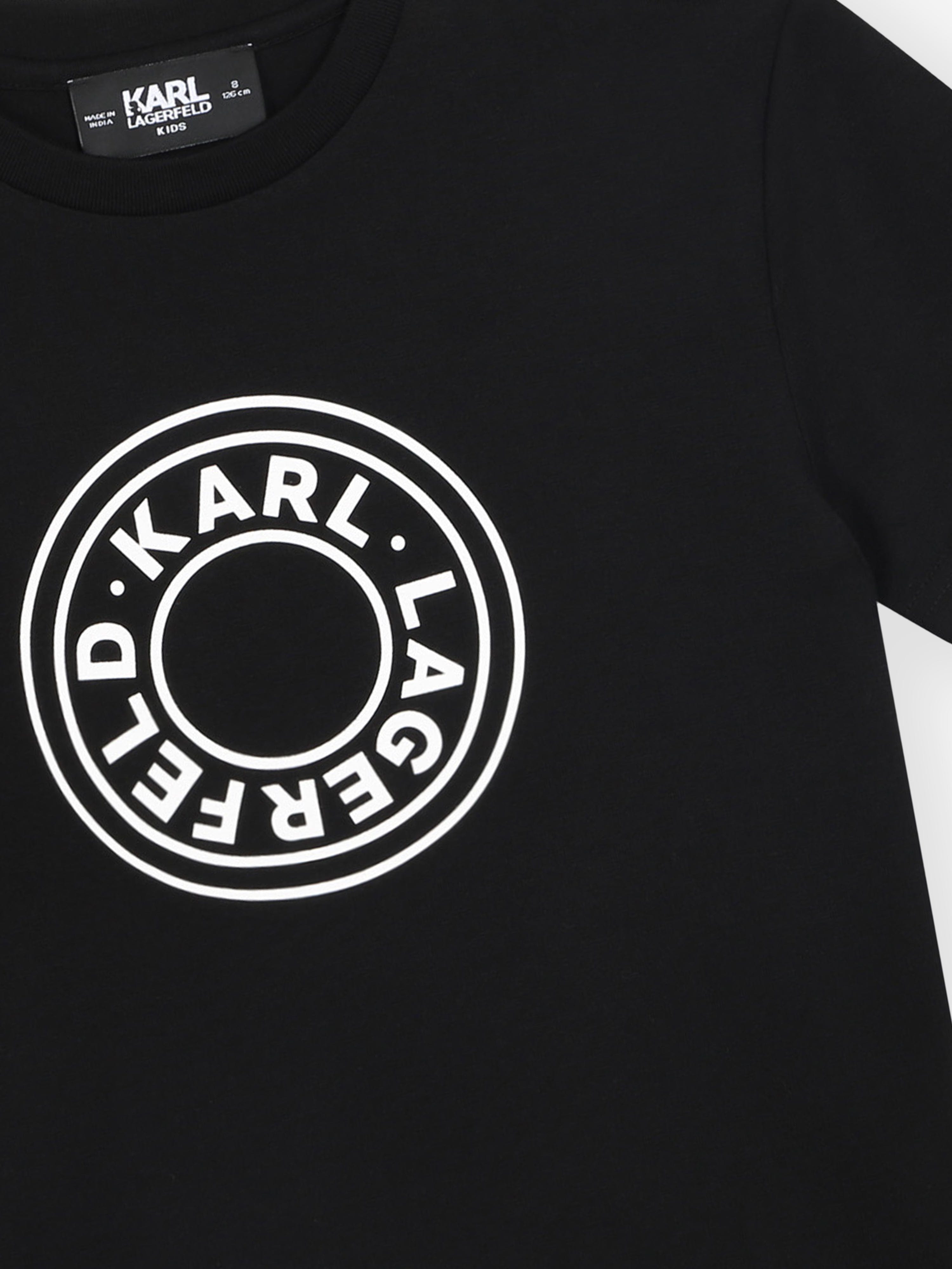 Karl Lagerfeld Boys Logo Print T-Shirt in Black