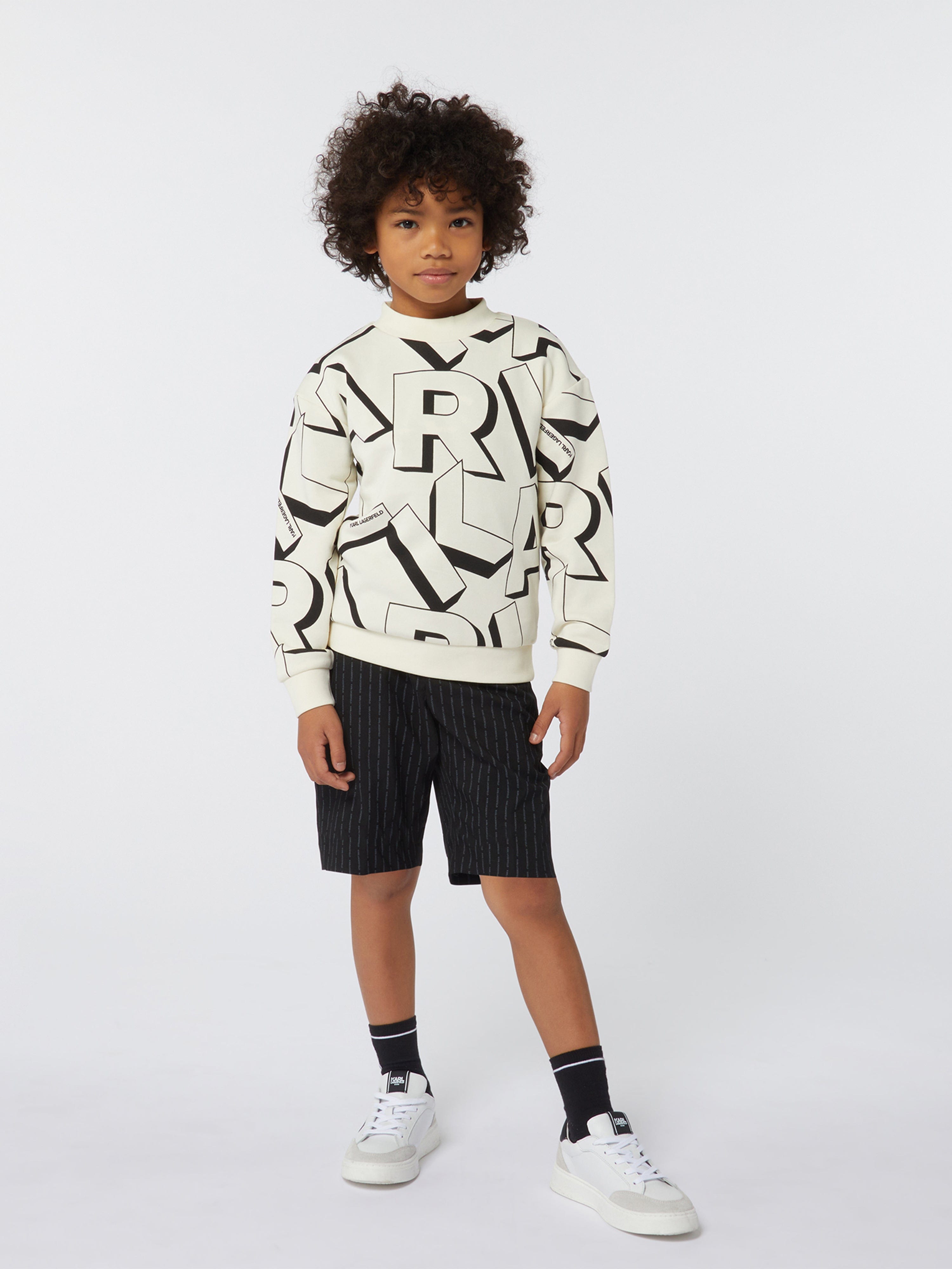 Karl Lagerfeld Boys Logo Print Sweatshirt in Ivory