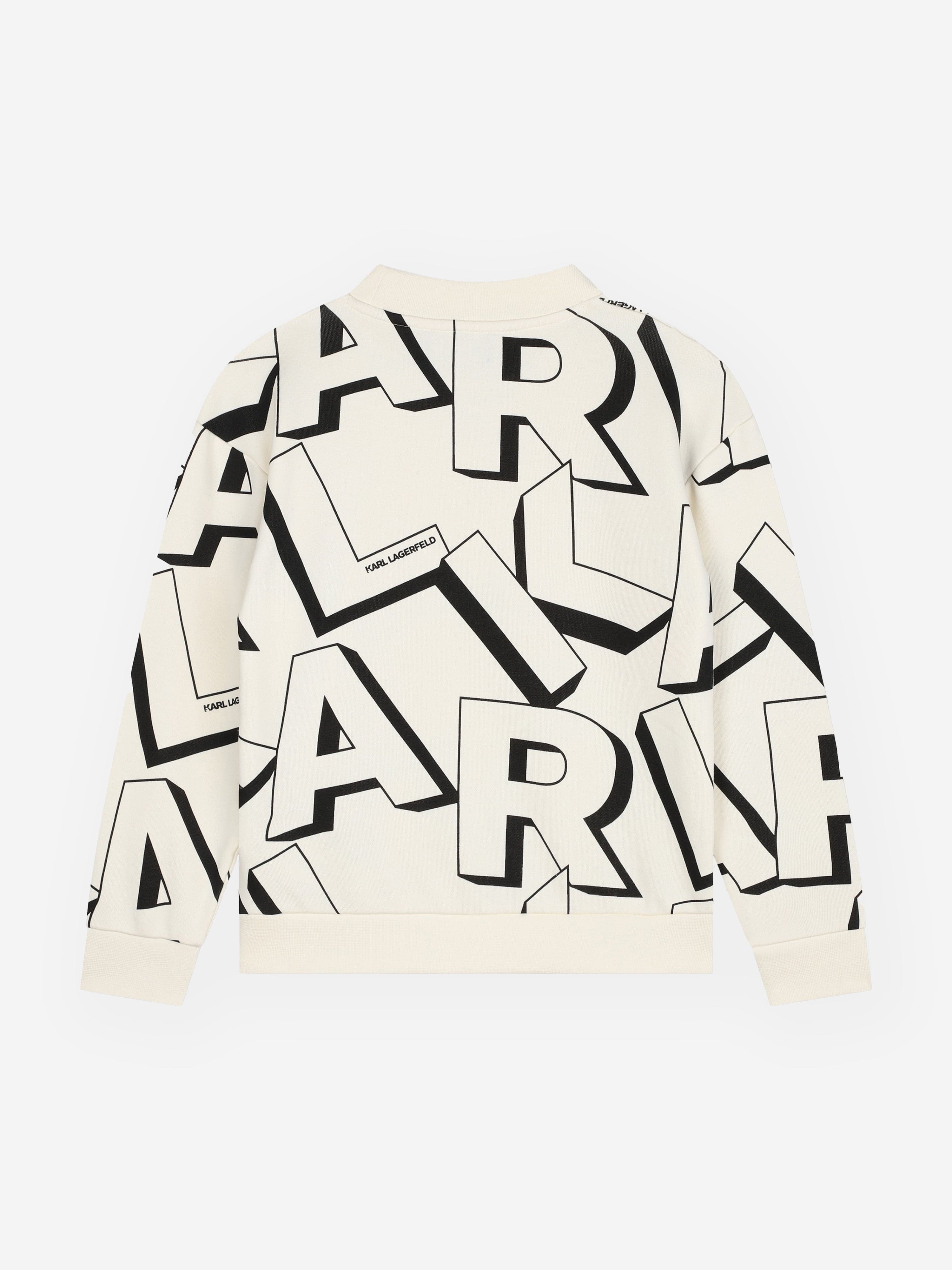 Karl Lagerfeld Boys Logo Print Sweatshirt in Ivory