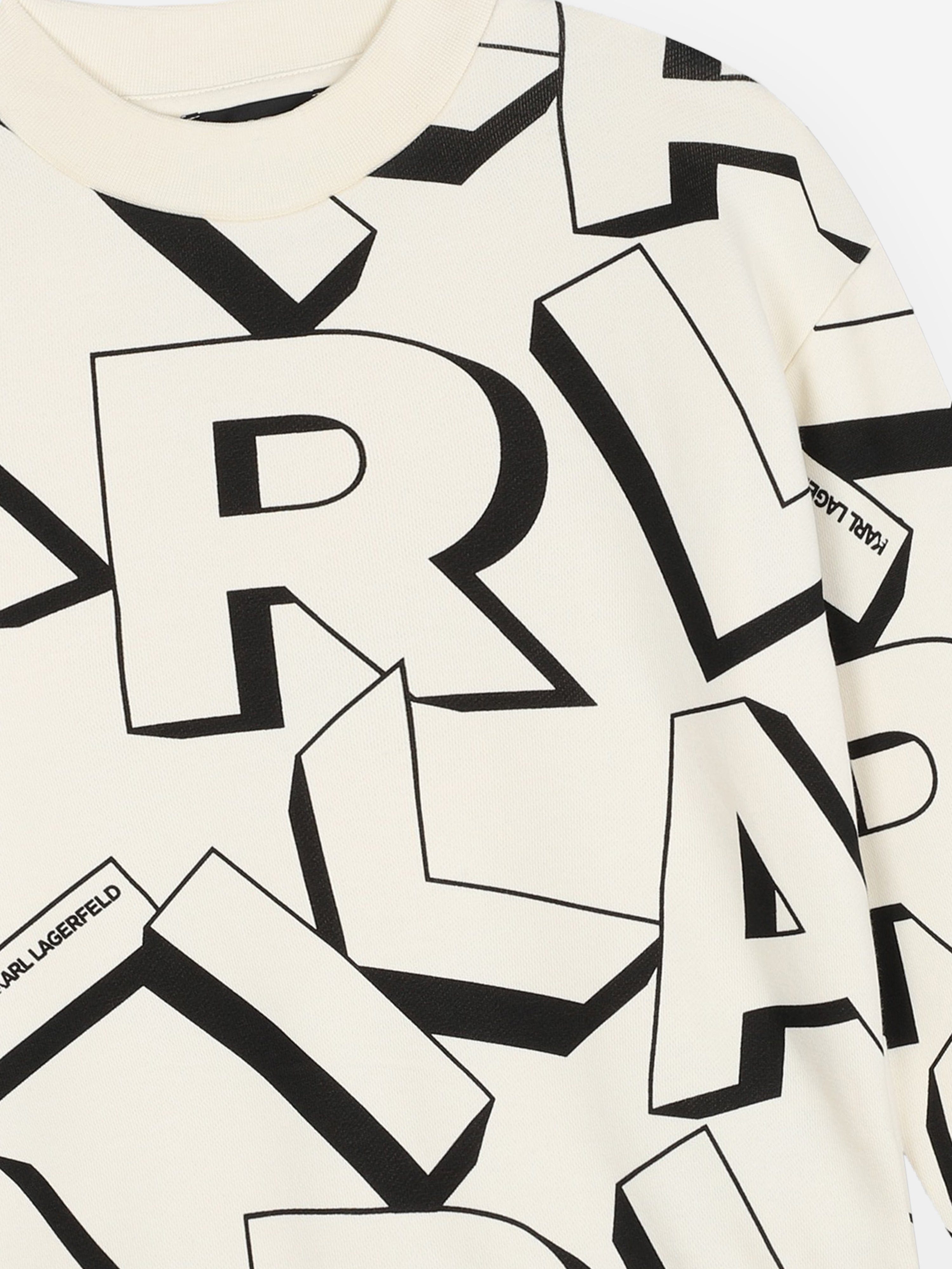 Karl Lagerfeld Boys Logo Print Sweatshirt in Ivory